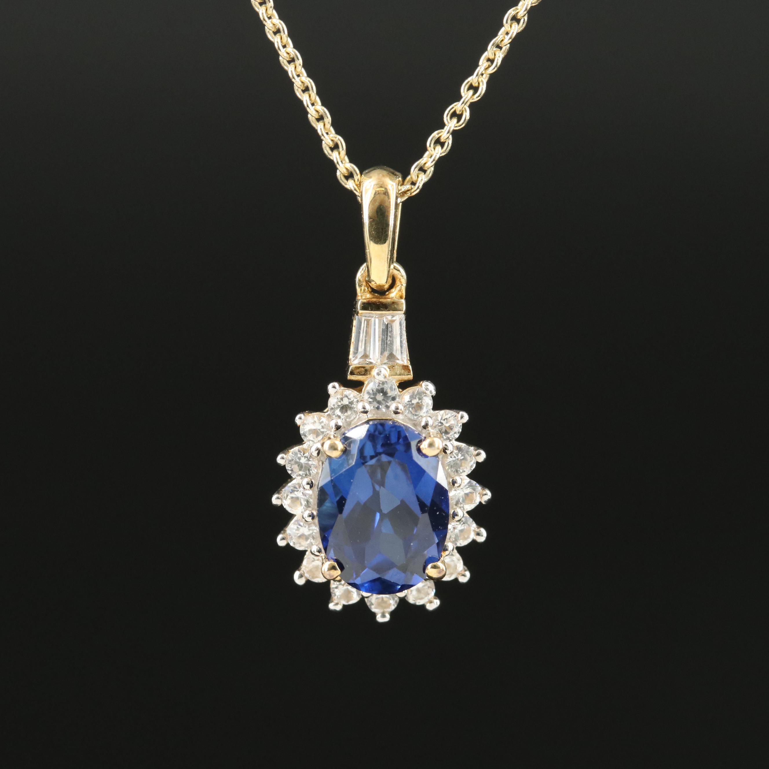 Sterling Sapphire Pendant Necklace