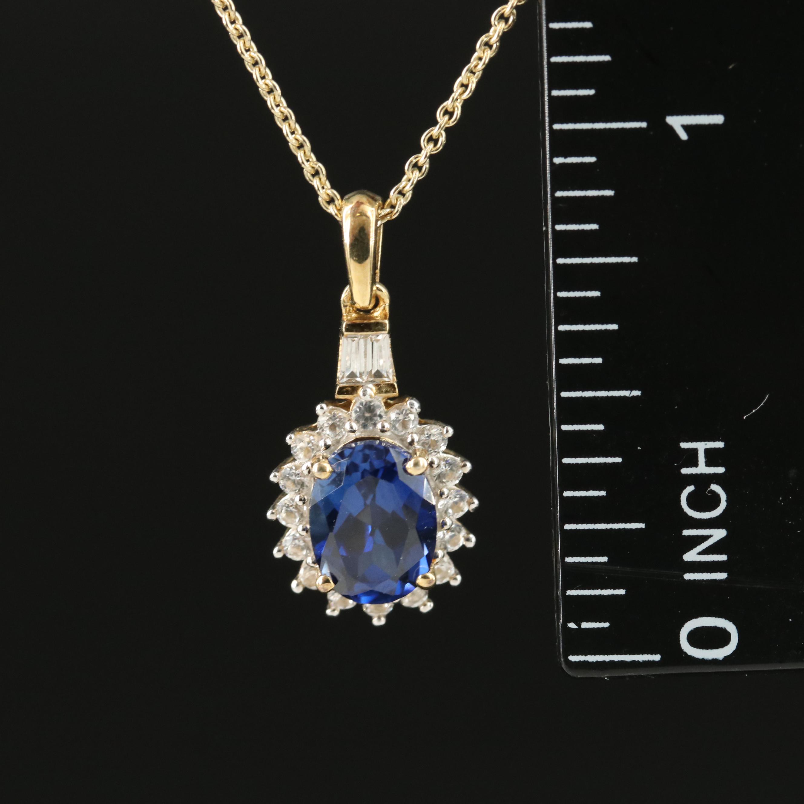 Sterling Sapphire Pendant Necklace