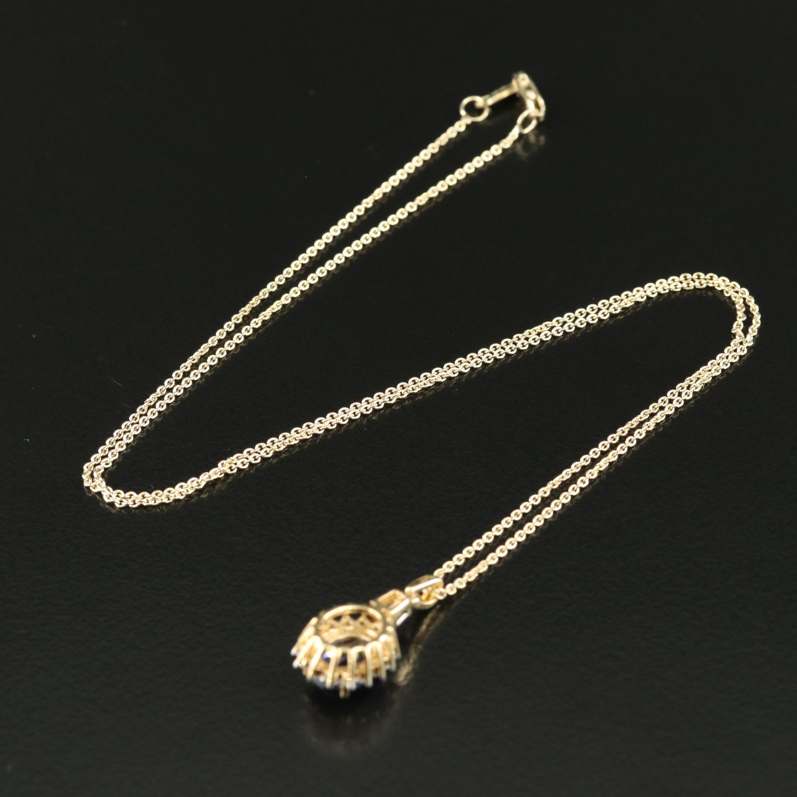 Sterling Sapphire Pendant Necklace