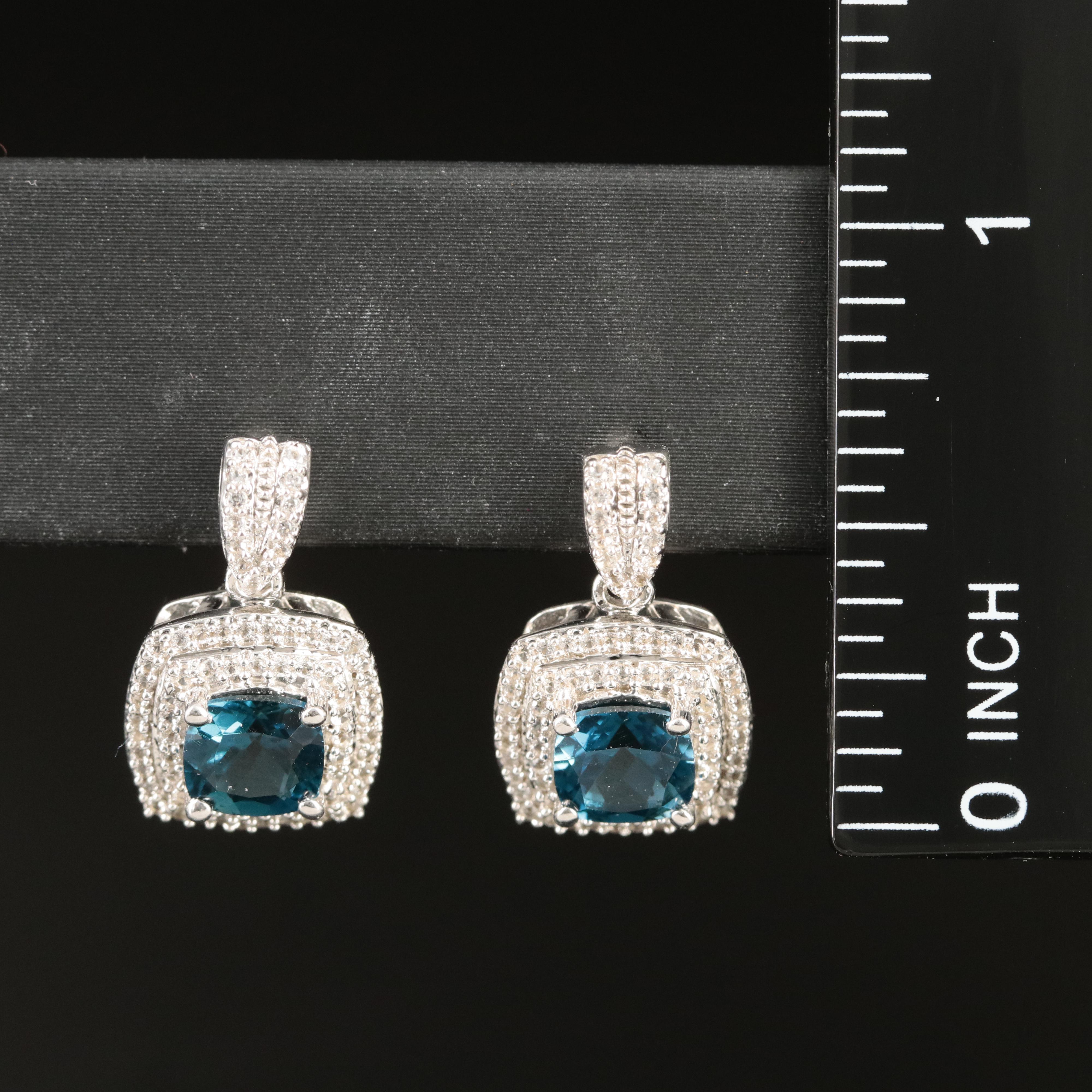 Sterling London Blue Topaz and White Sapphire Earrings