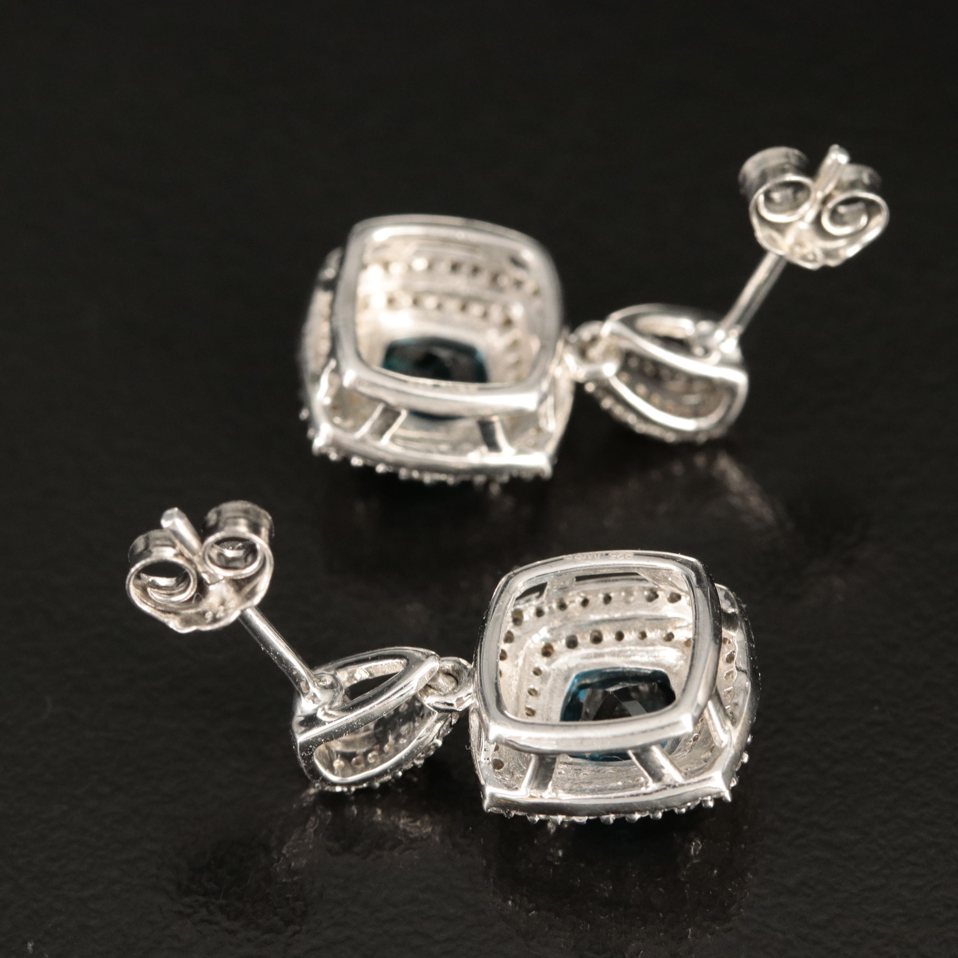 Sterling London Blue Topaz and White Sapphire Earrings