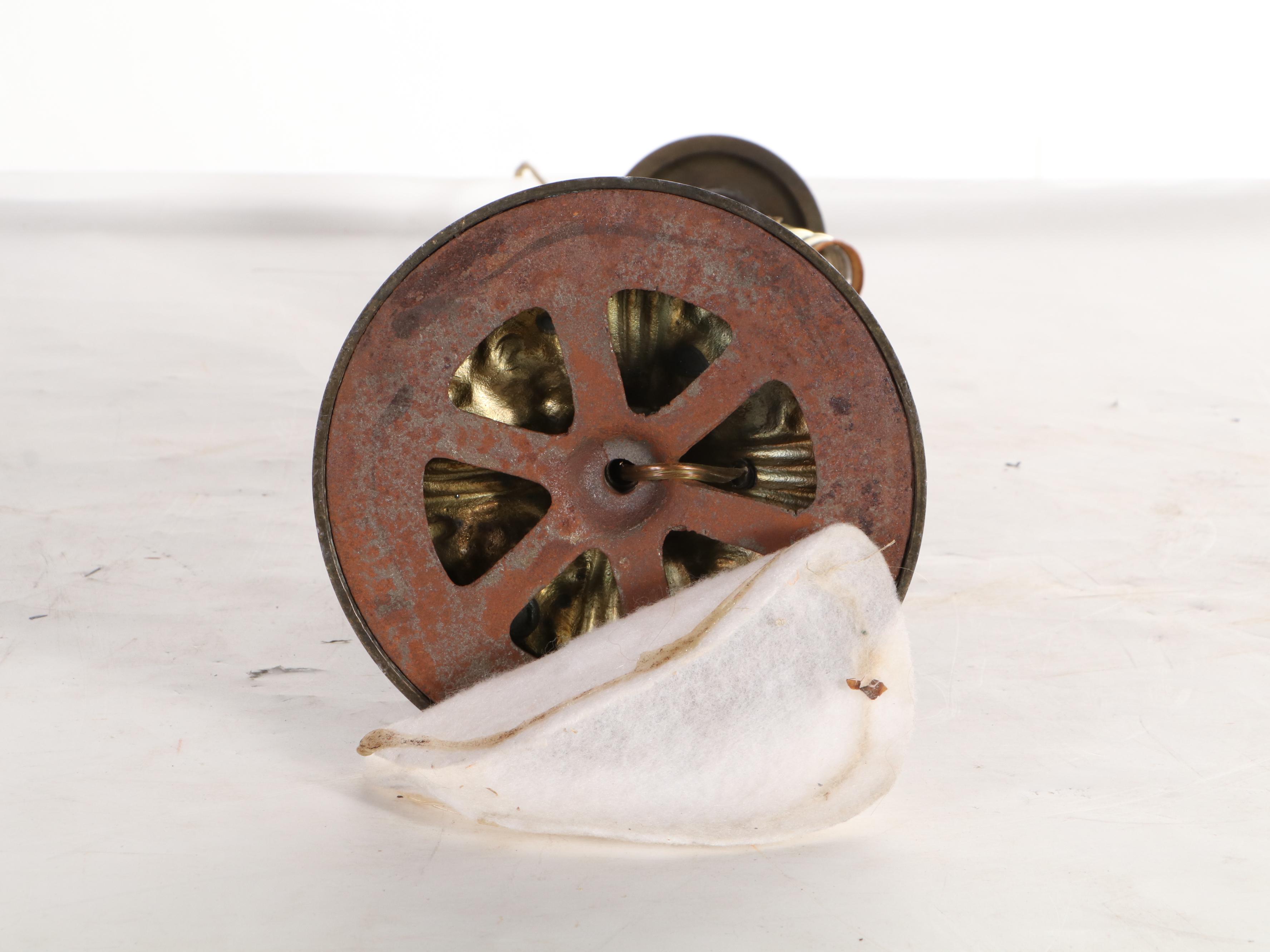 Art Nouveau Eight Panel Bent Slag Glass and Spelter Table Lamp, Early 20th C