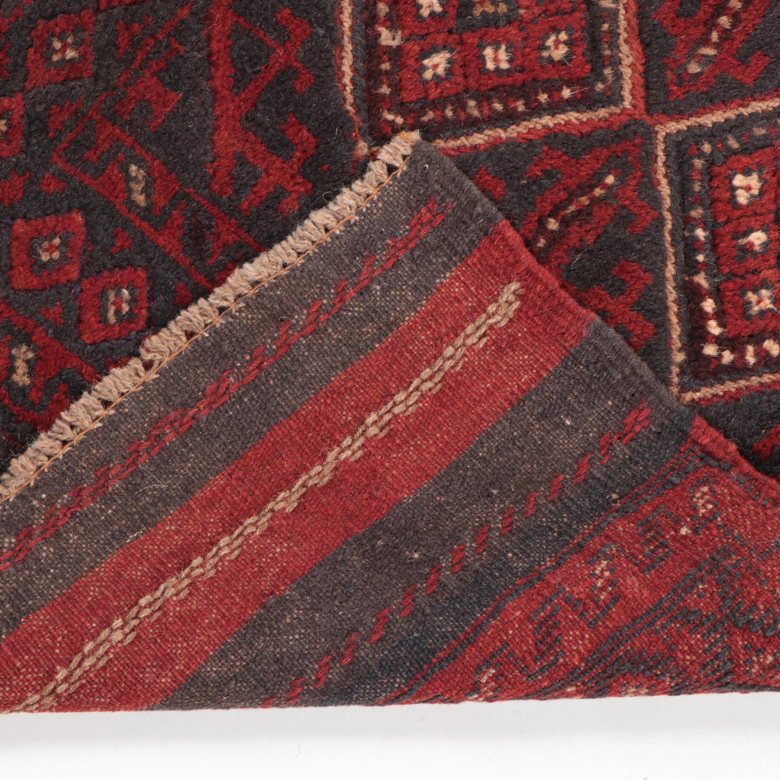 1'11 x 7'10 Hand-Knotted Afghan Mixed Technique Carpet Runner