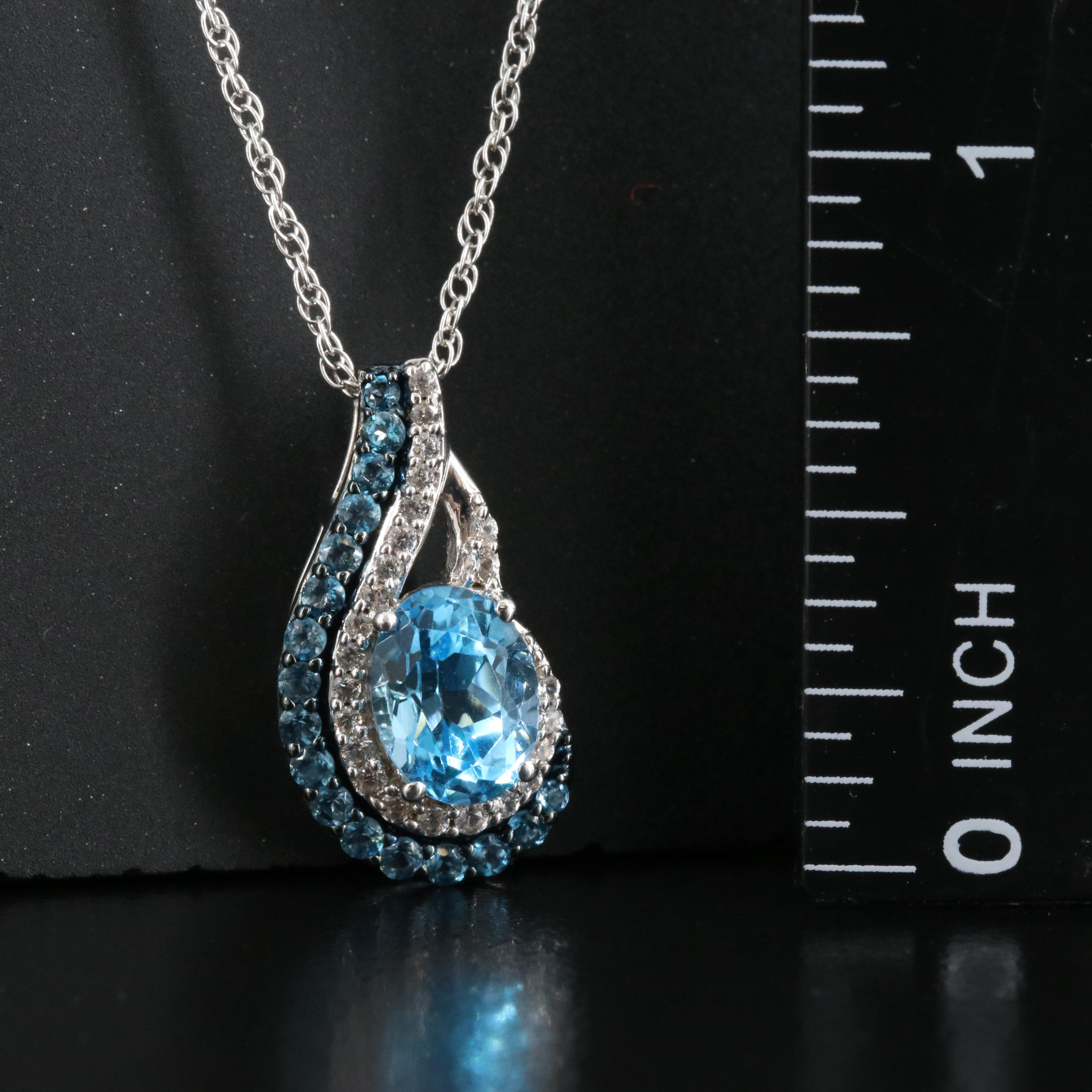 Sterling Topaz and Sapphire Pendant Necklace