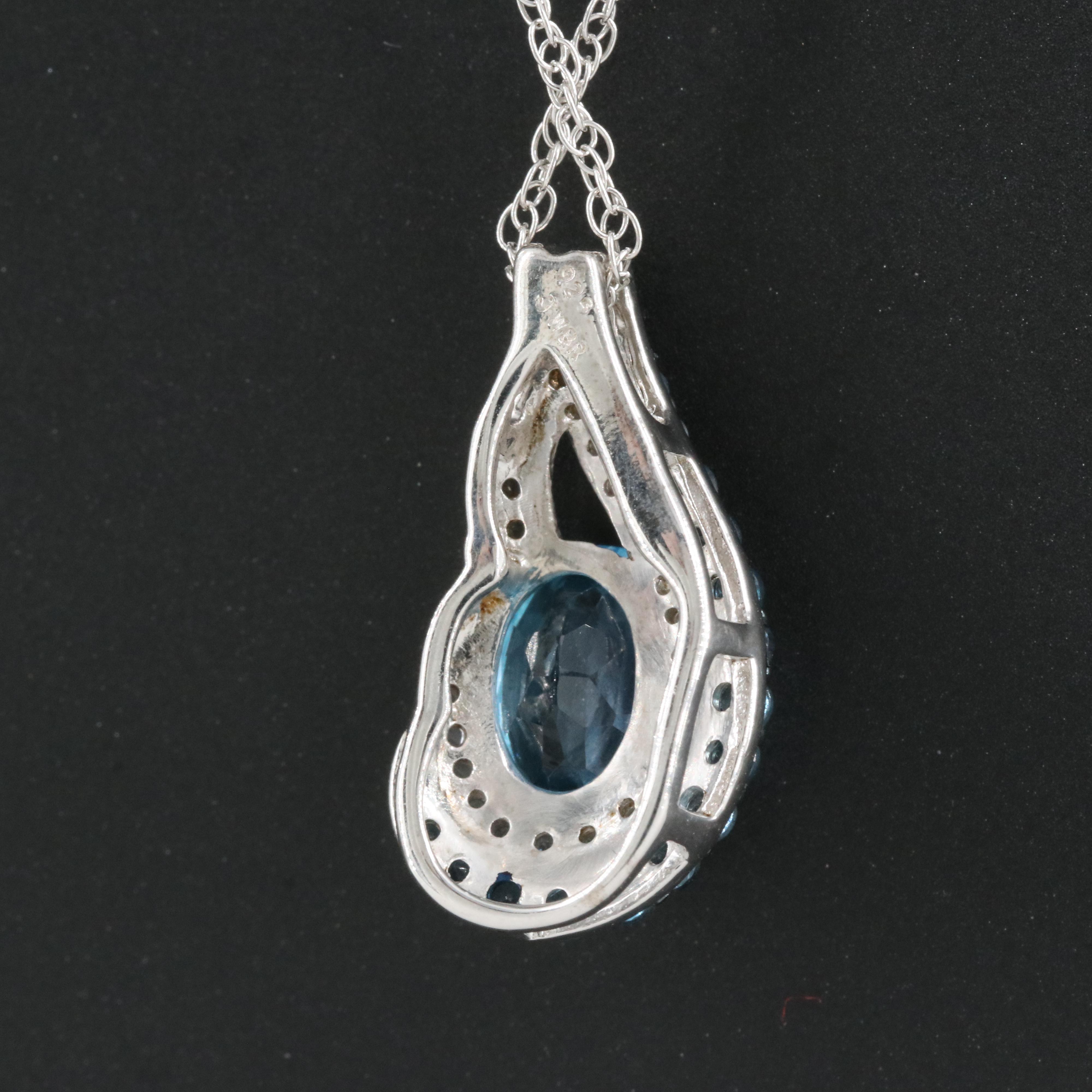 Sterling Topaz and Sapphire Pendant Necklace