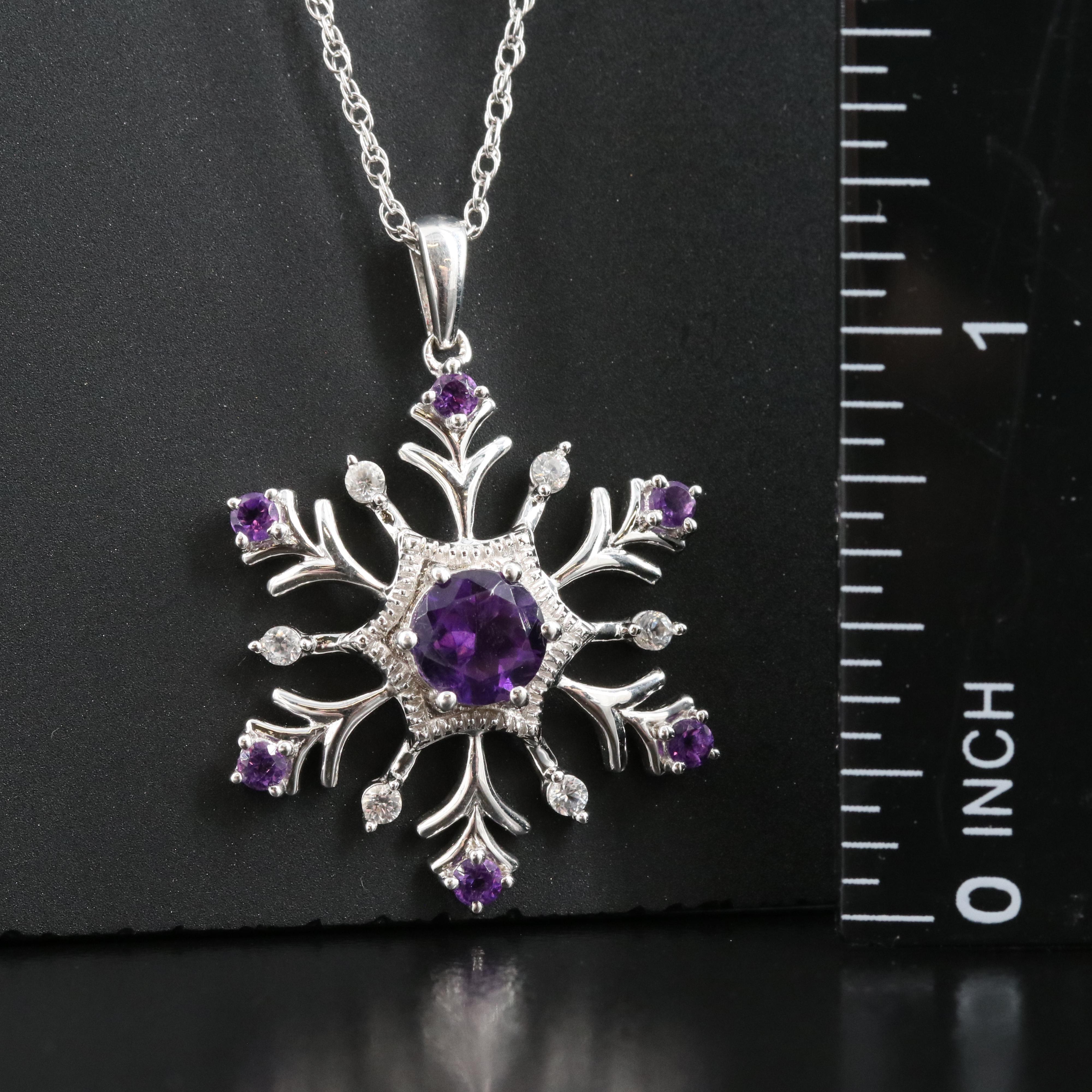 Sterling Amethyst and Sapphire Snowflake Necklace