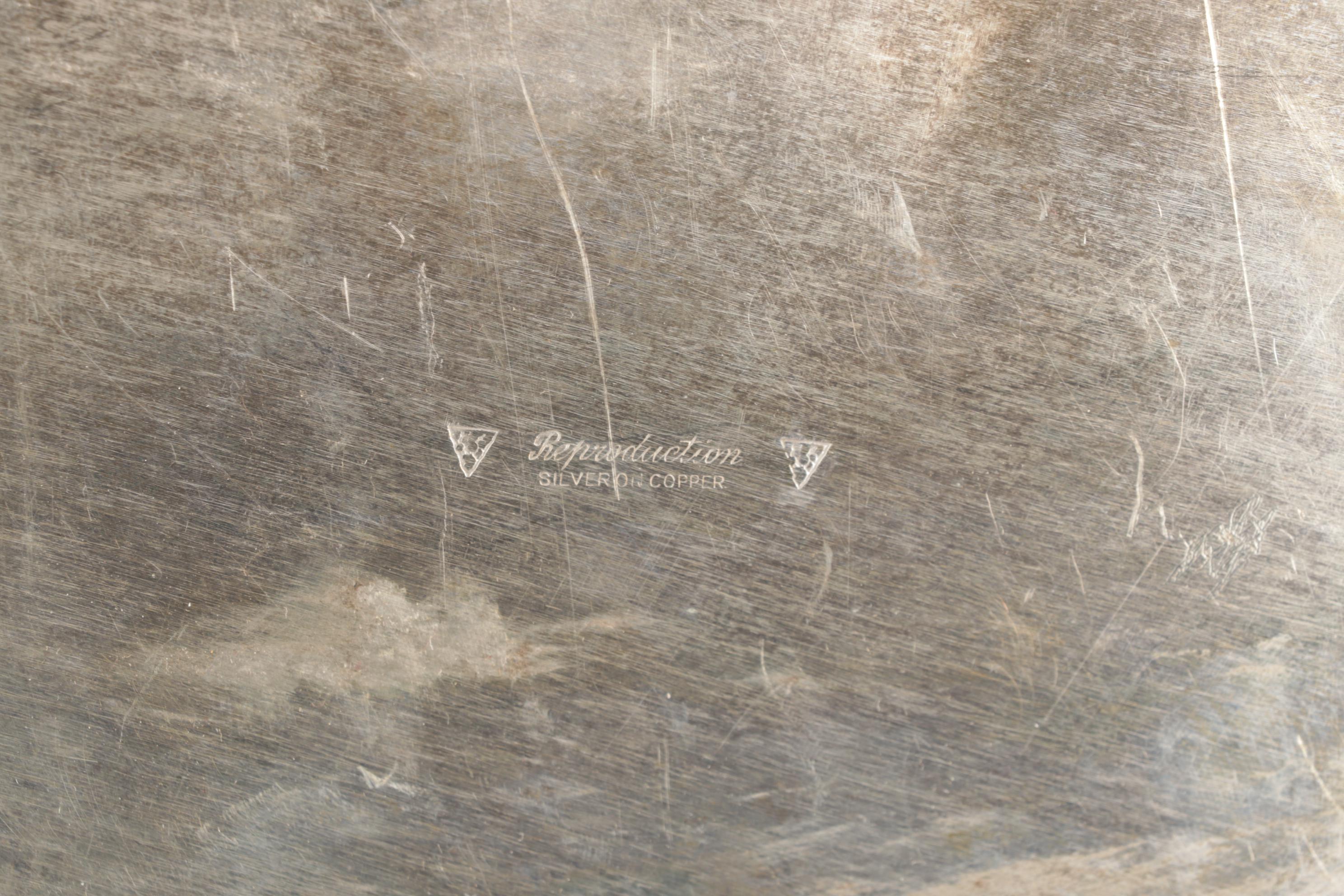 Wallace Divided Serving Platter with Other Silver Plate Trays, Mid-Late 20th C.