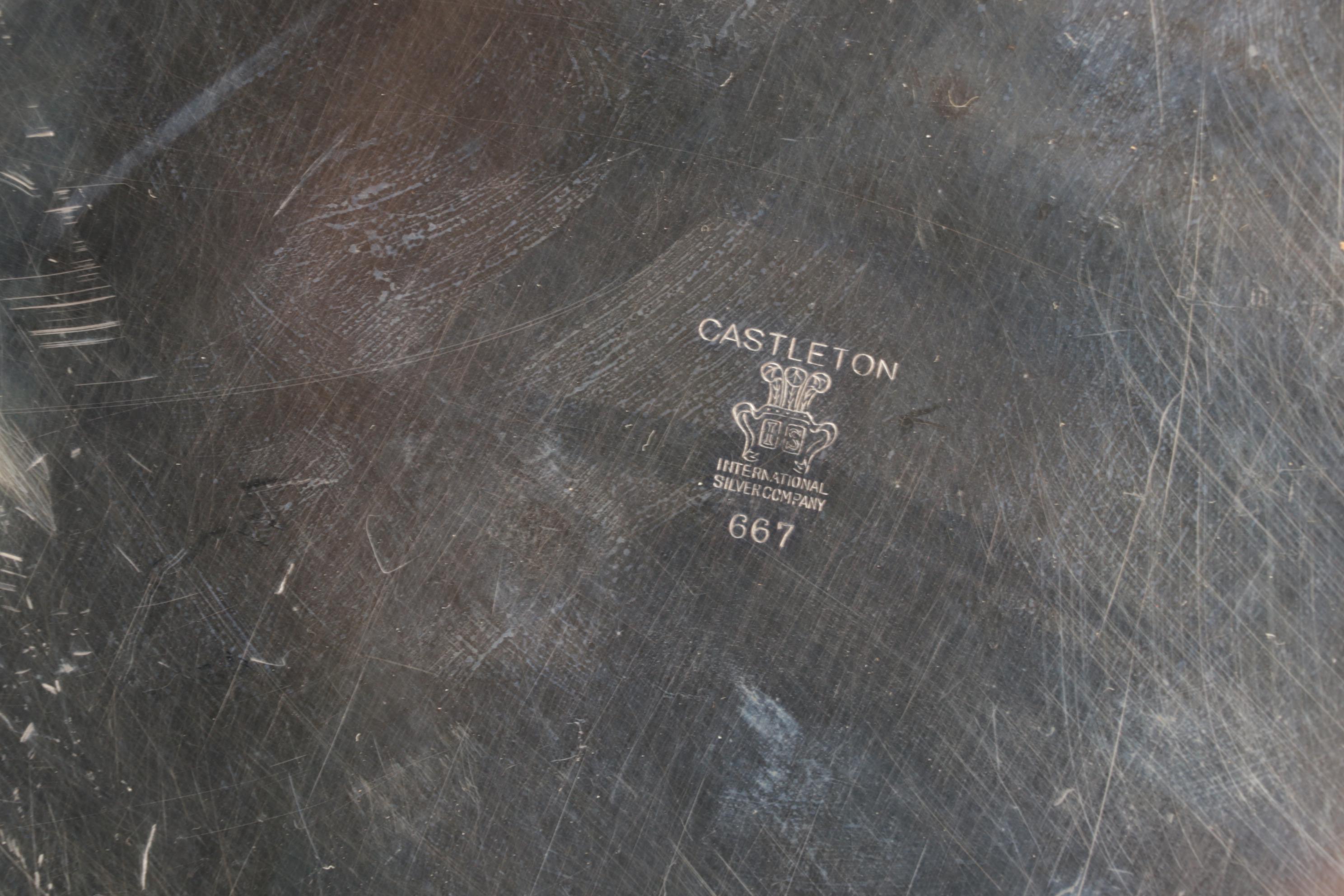 Wallace Divided Serving Platter with Other Silver Plate Trays, Mid-Late 20th C.