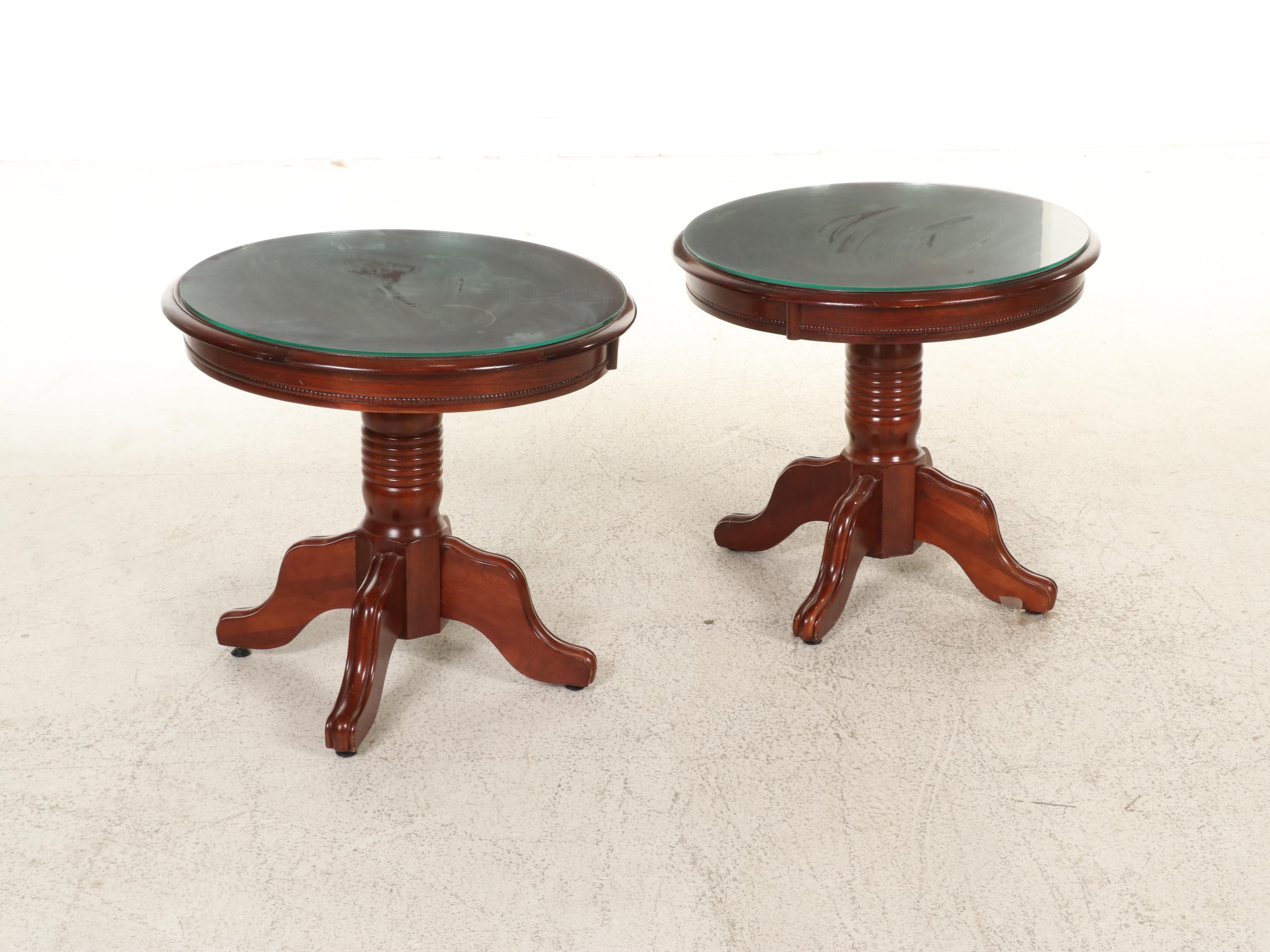 Louis XVI Style Side Chair with Painted Cabinet and Wooden End Tables