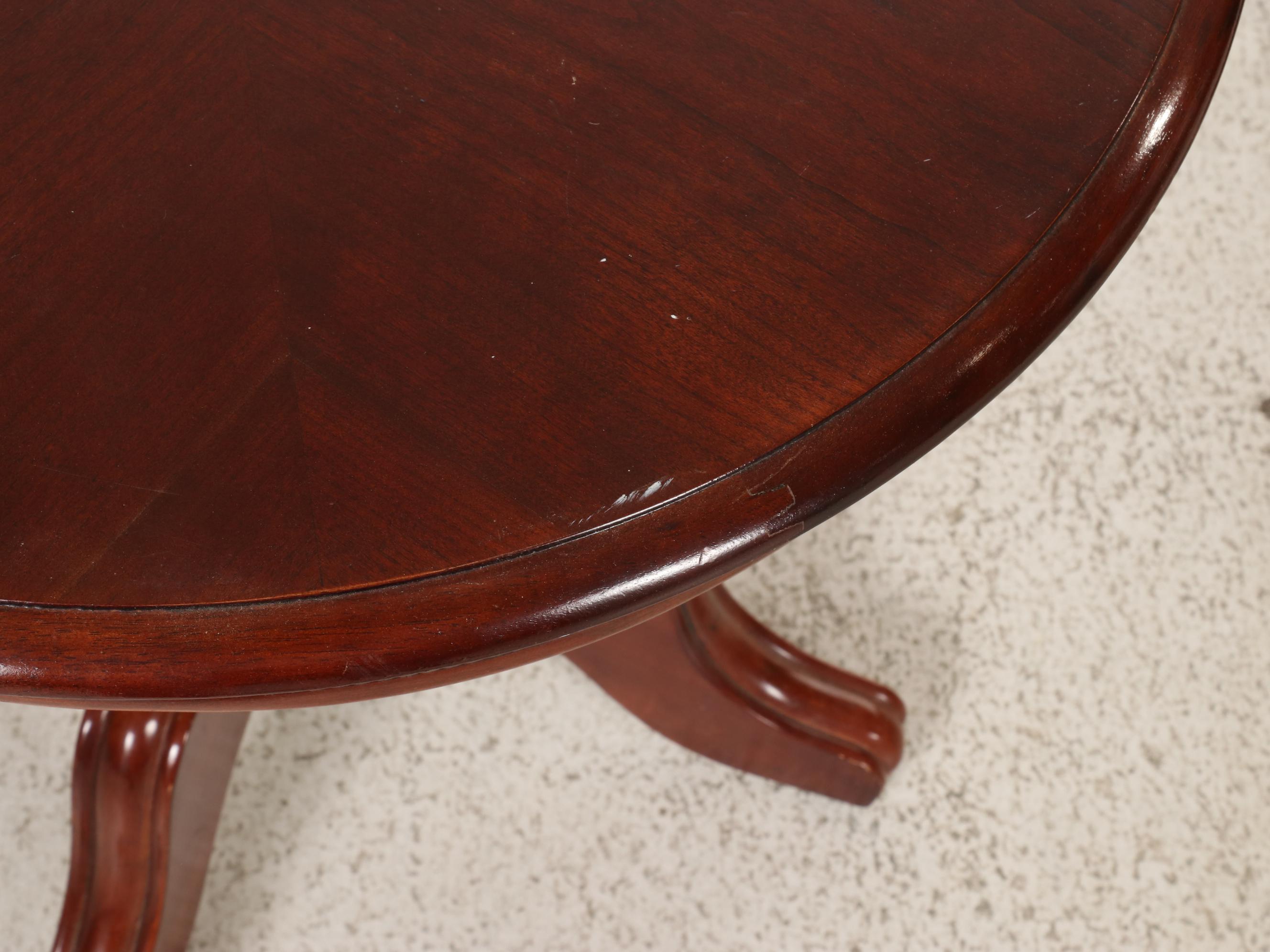Louis XVI Style Side Chair with Painted Cabinet and Wooden End Tables