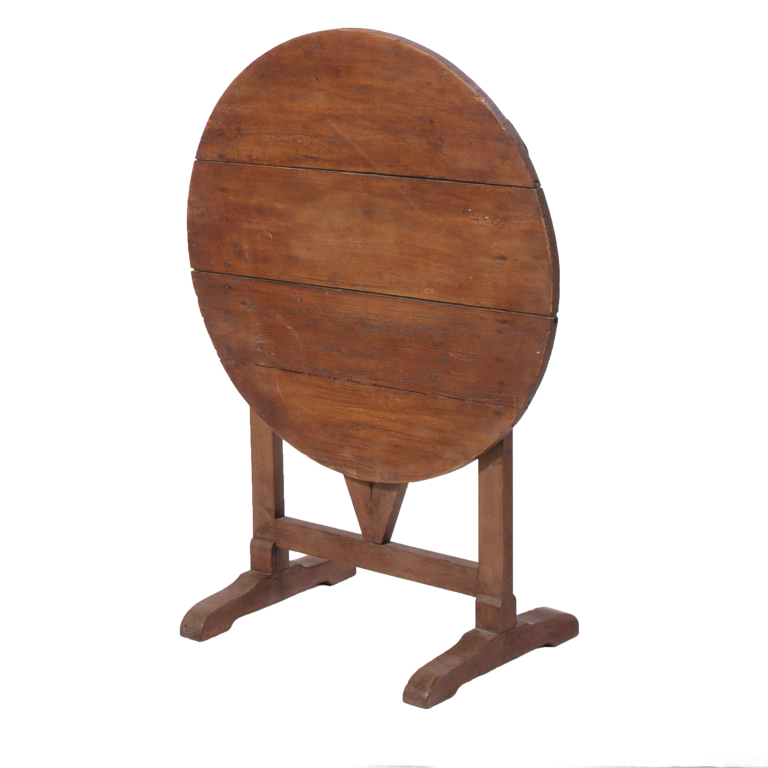 French Provincial Style Reclaimed Pine Tilt-Top Table