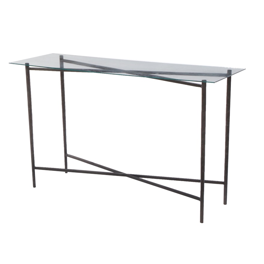 Modern Steel and Glass Console Table