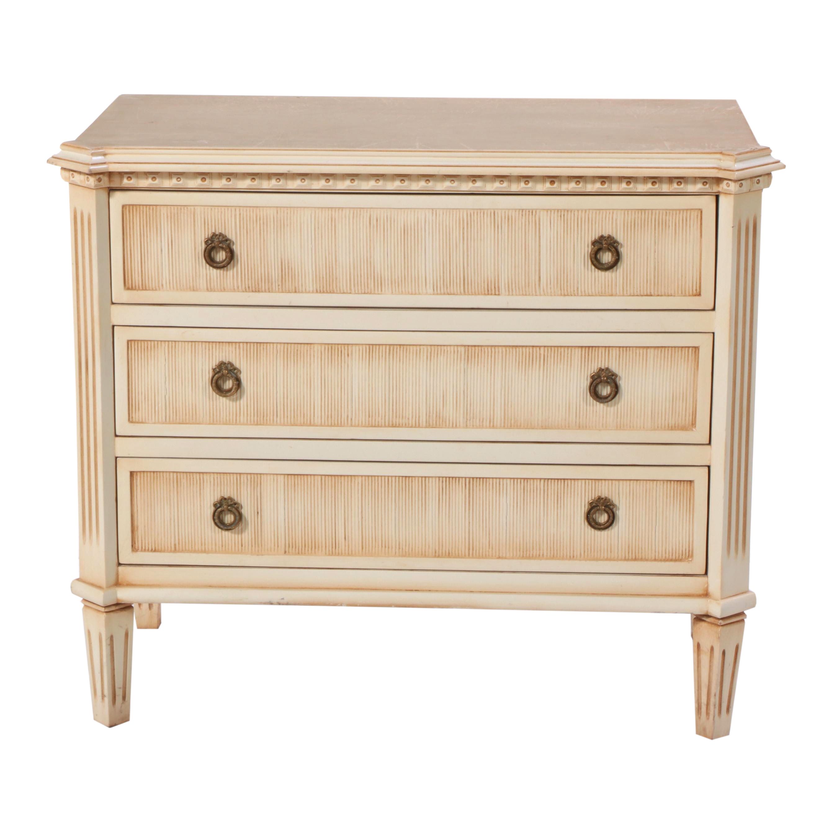 Cream-Painted Neoclassical Style Wooden Chest of Drawers