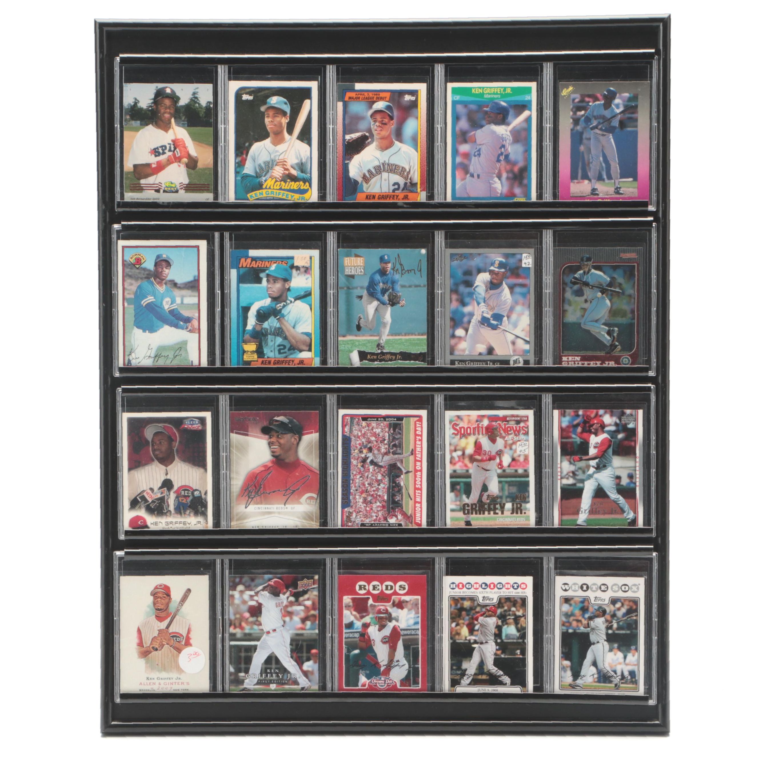Topps and More Ken Griffey Jr. Baseball Cards in Display Frame