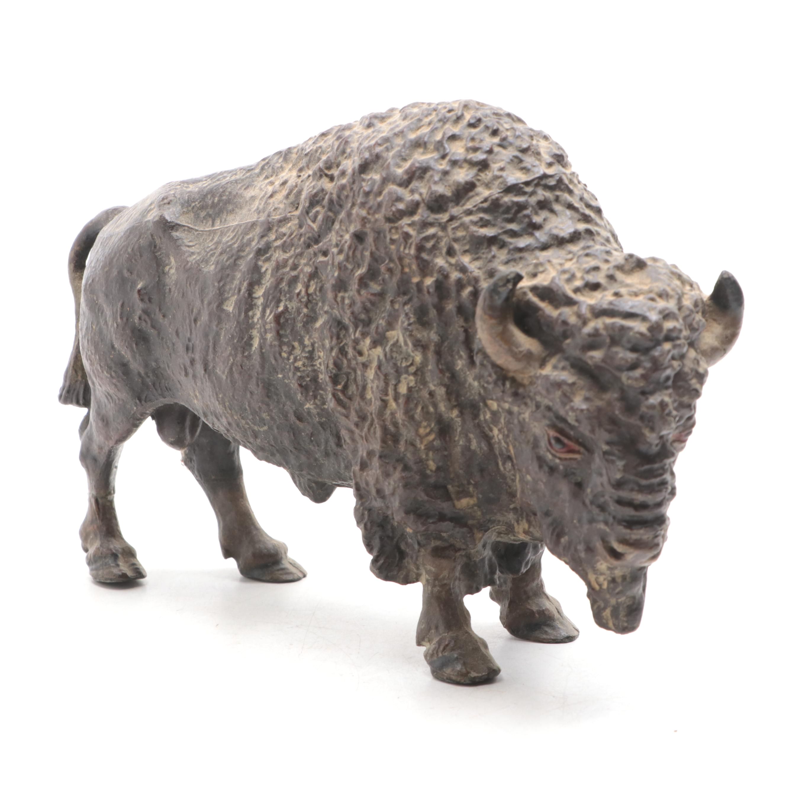 Bronzed Metal Bison Figurine