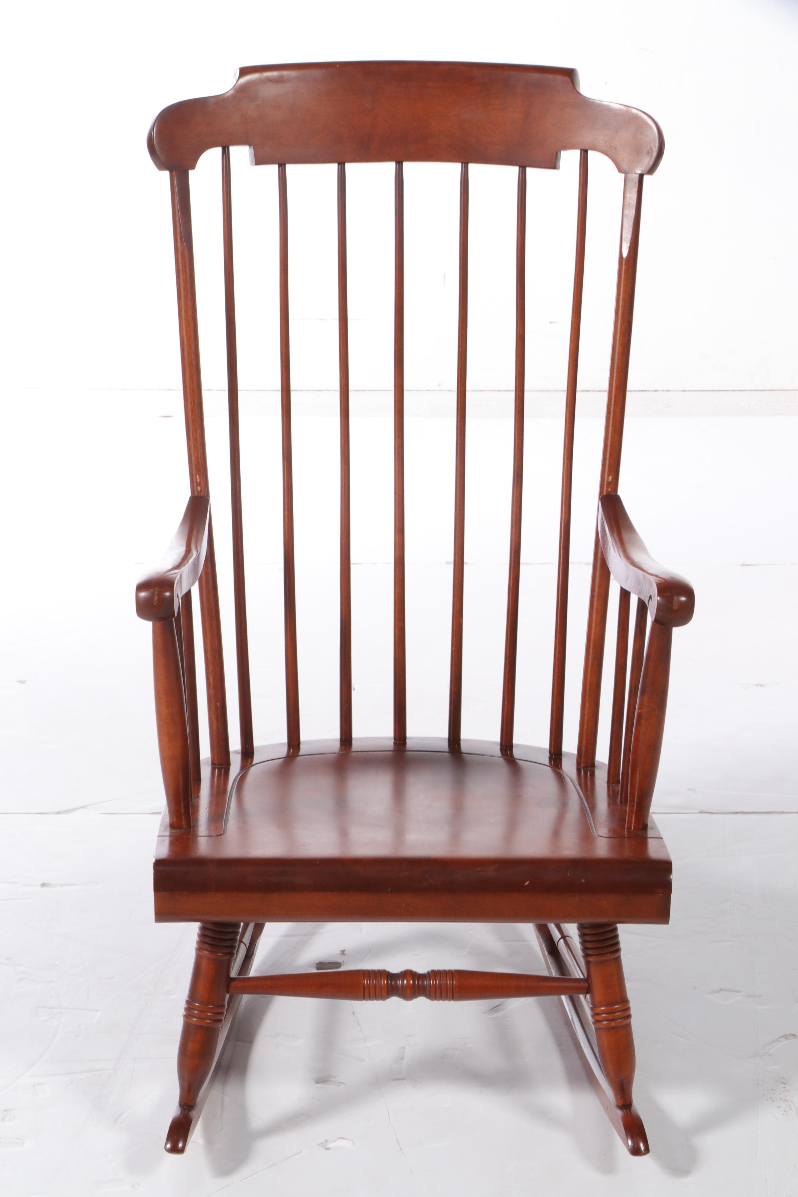 Nichols & Stone Co. Colonial Style Maple and Birch Rod-Back Windsor Rocker