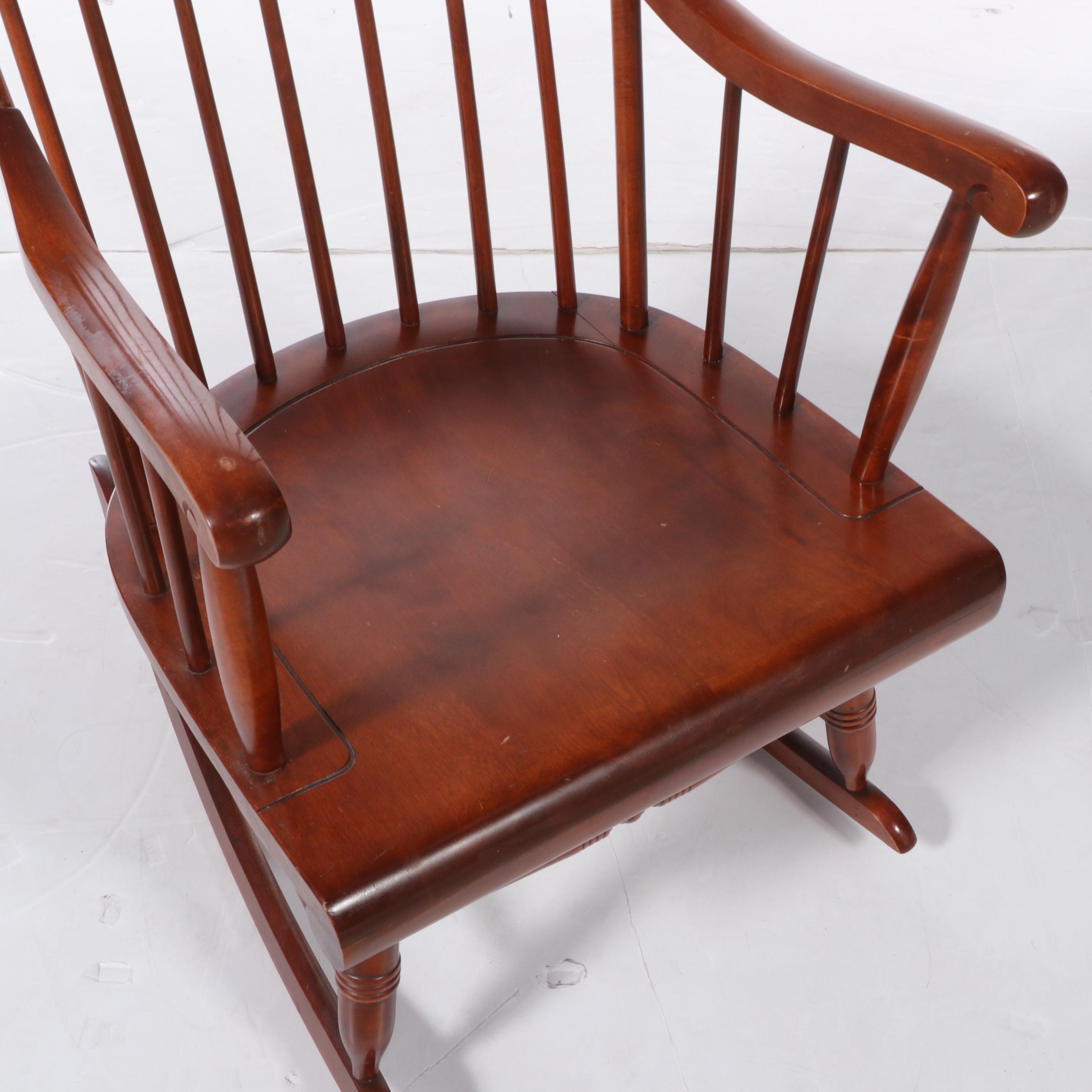 Nichols & Stone Co. Colonial Style Maple and Birch Rod-Back Windsor Rocker