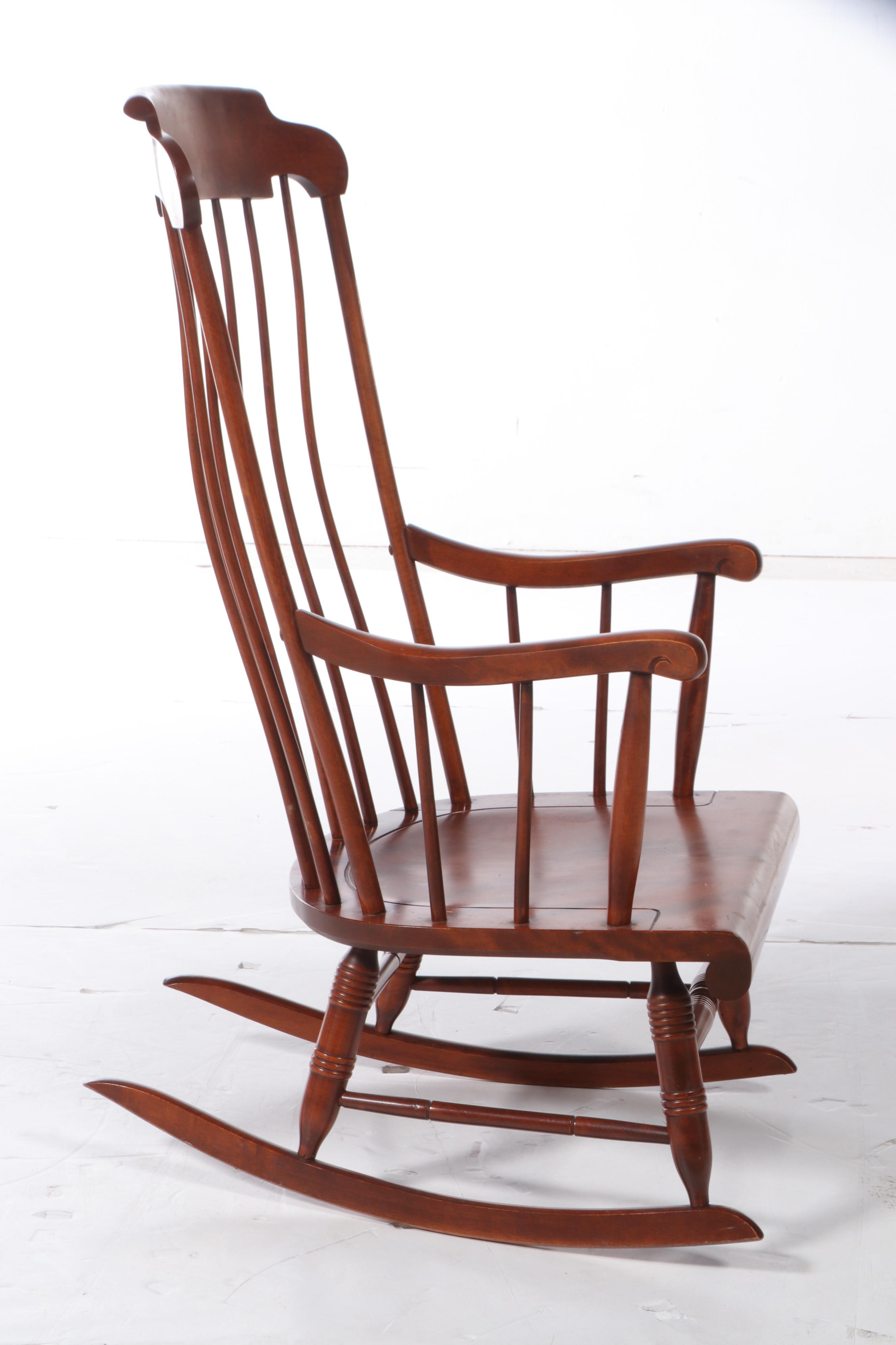 Nichols & Stone Co. Colonial Style Maple and Birch Rod-Back Windsor Rocker