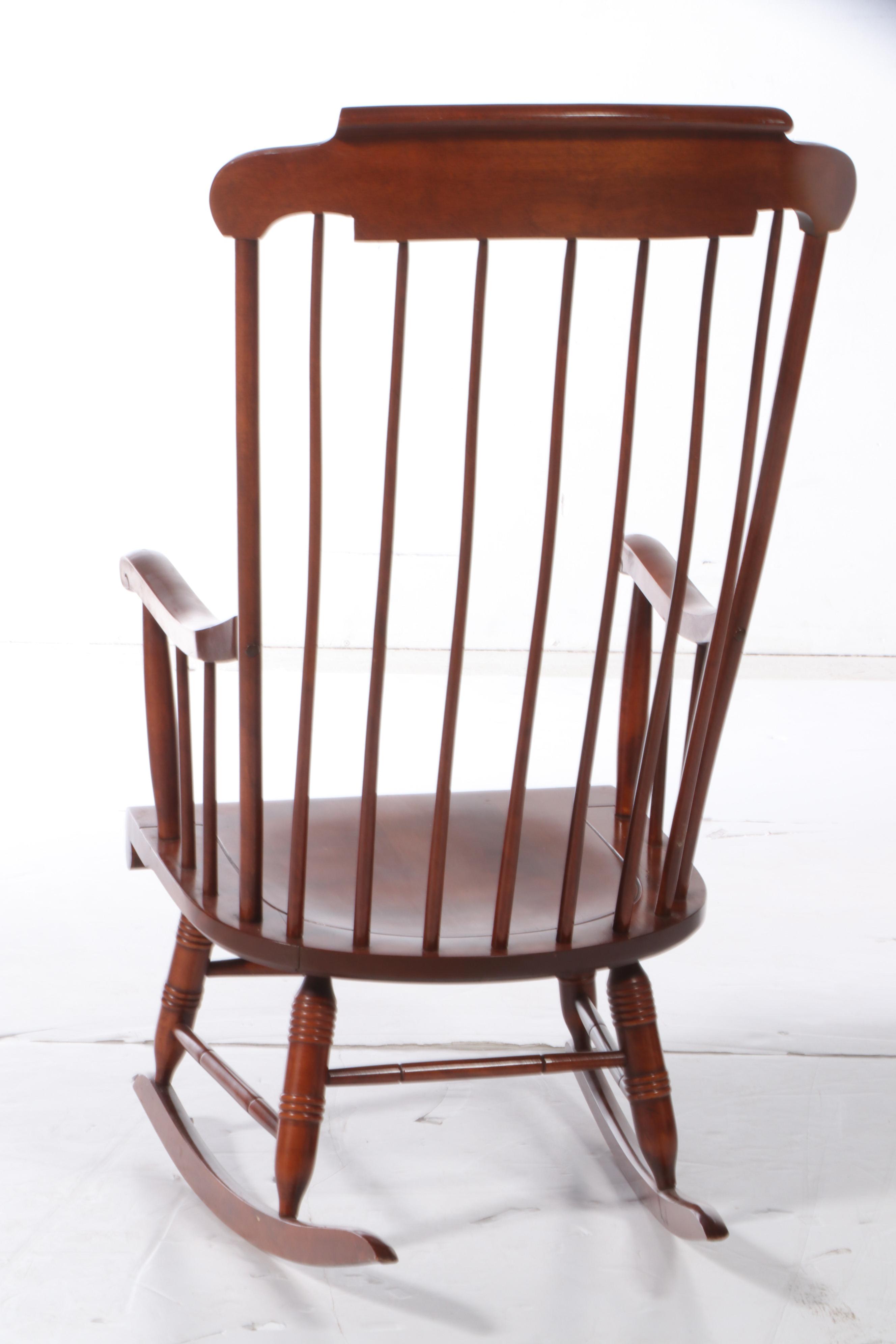 Nichols & Stone Co. Colonial Style Maple and Birch Rod-Back Windsor Rocker