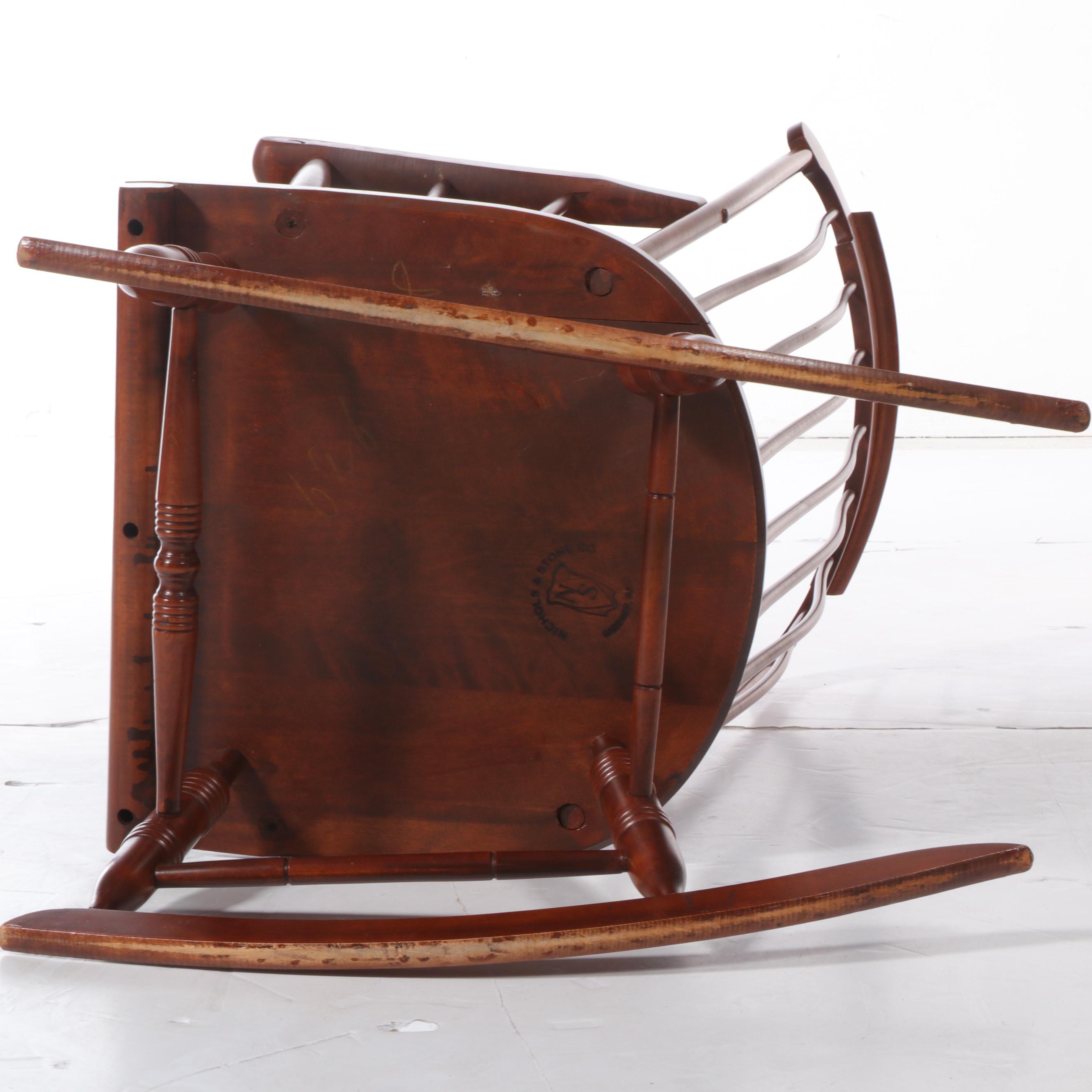 Nichols & Stone Co. Colonial Style Maple and Birch Rod-Back Windsor Rocker