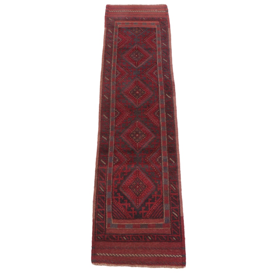 1'10 x 7'3 Handwoven Mixed-Technique Afghan Baluch Carpet Runner