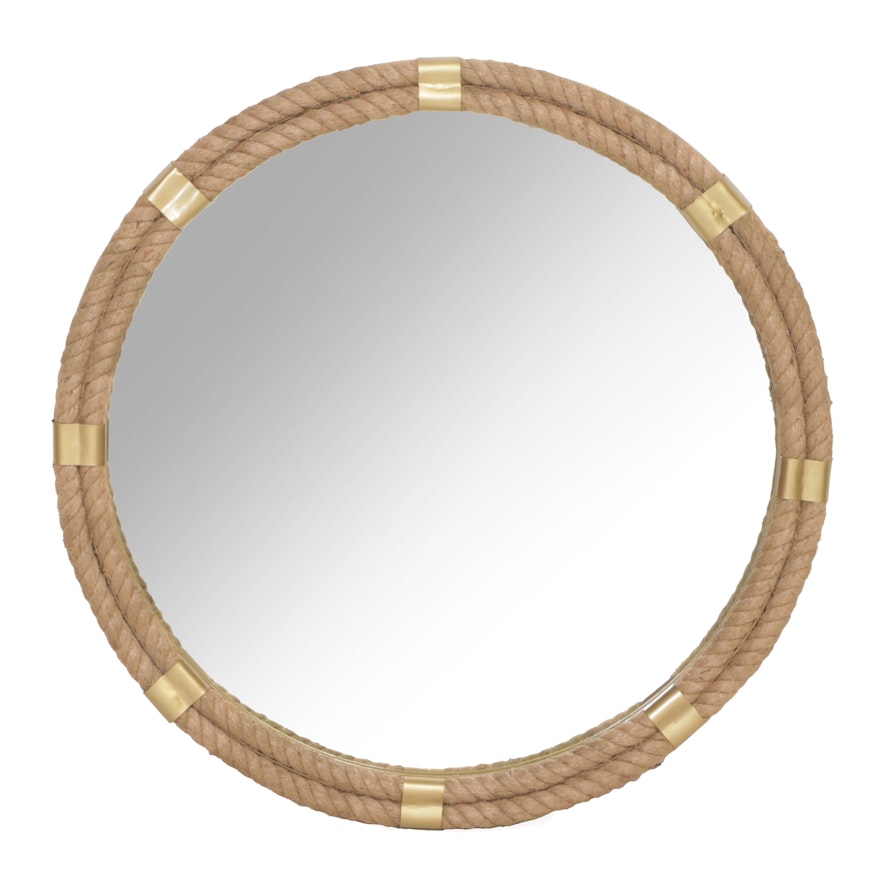 Gilt Metal and Rope Round Mirror