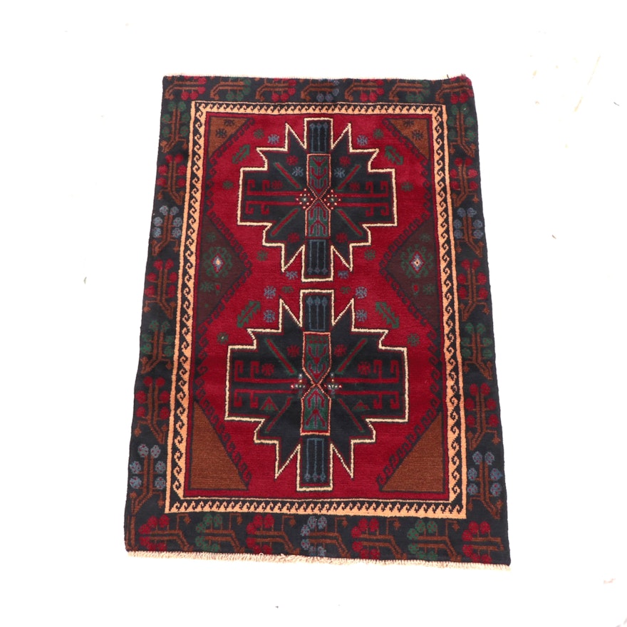 3' x 4'5 Hand-Knotted Afghan Baluch Accent Rug