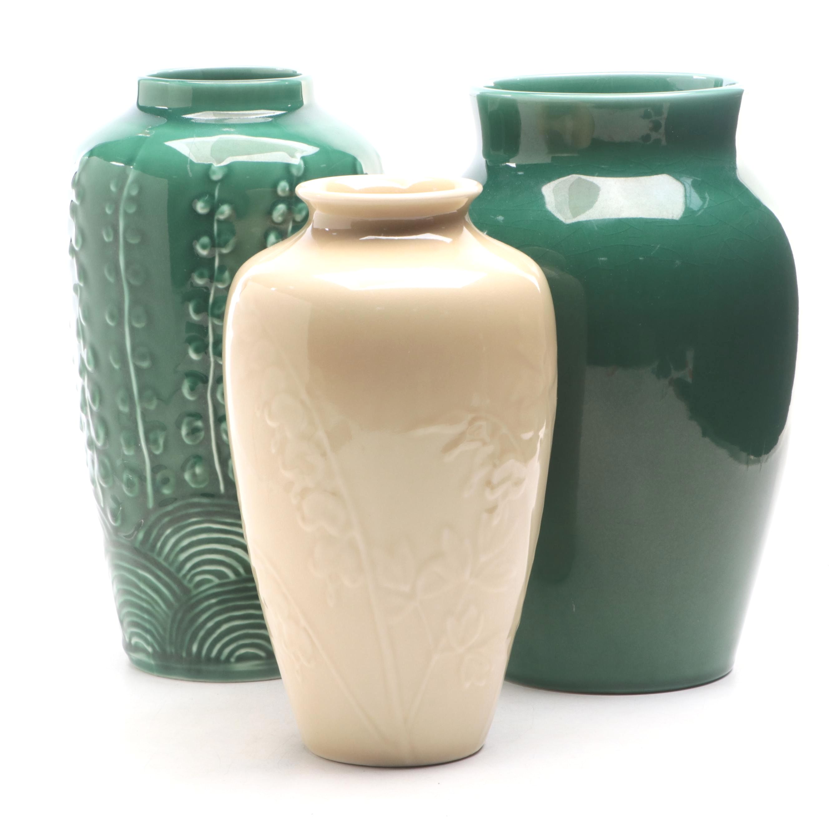 Rookwood Pottery Bleeding Heart and More Ceramic Vases, Mid-20th Century