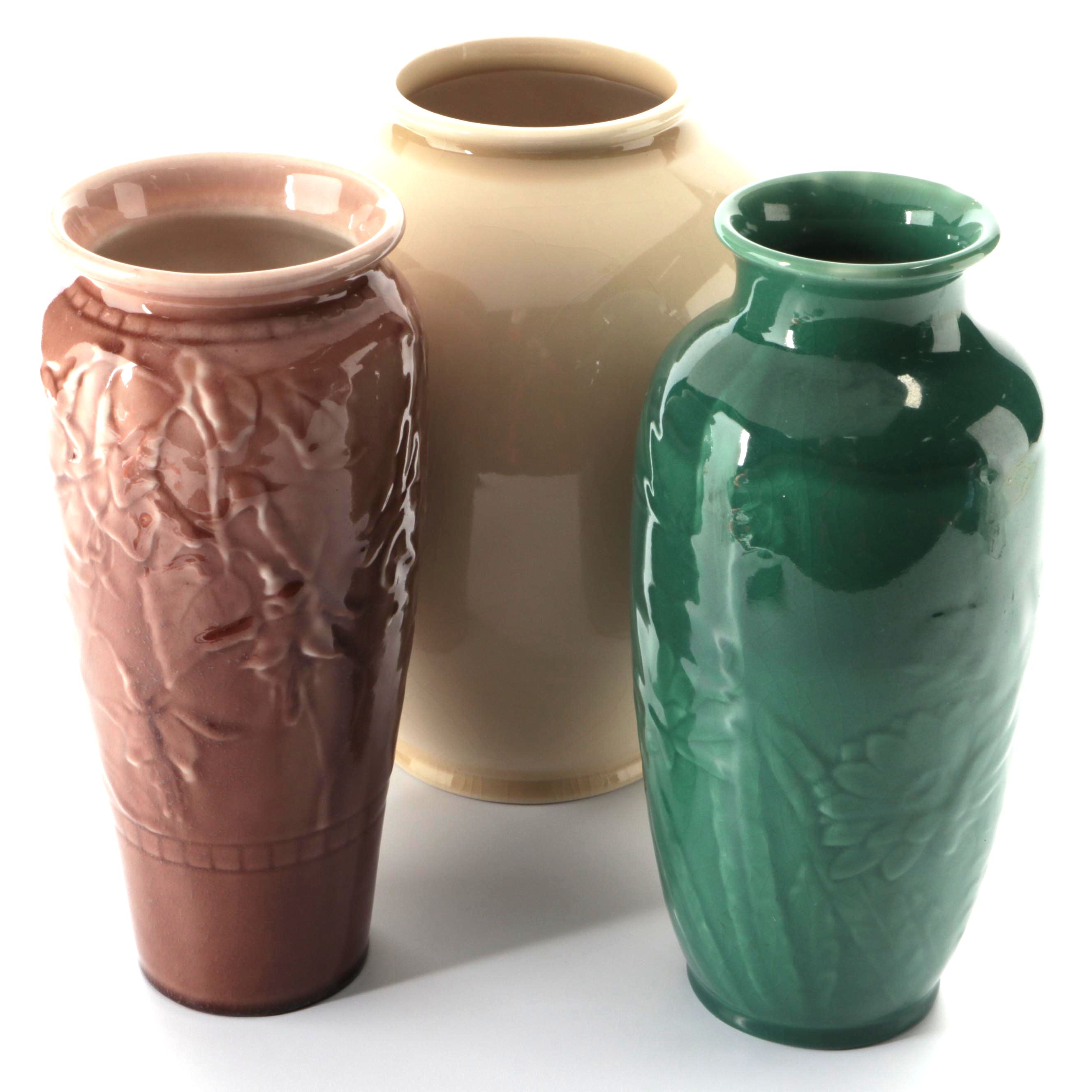 Rookwood Pottery Daffodil and Other Ceramic Vases, Mid-20th Century
