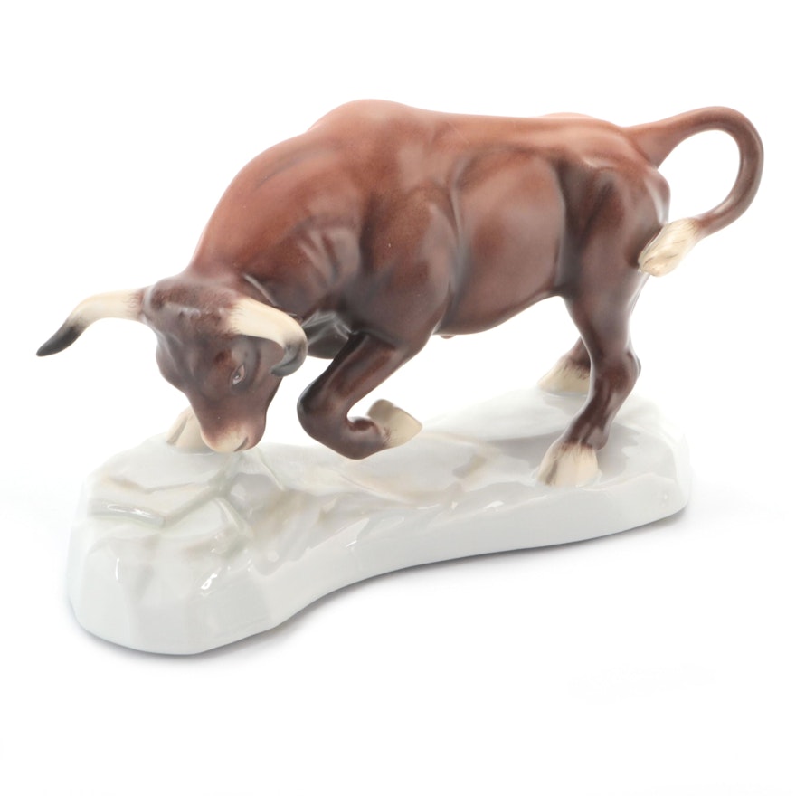 Herend Kingdom Classic Natural "The Bull" Porcelain Figurine, 2003