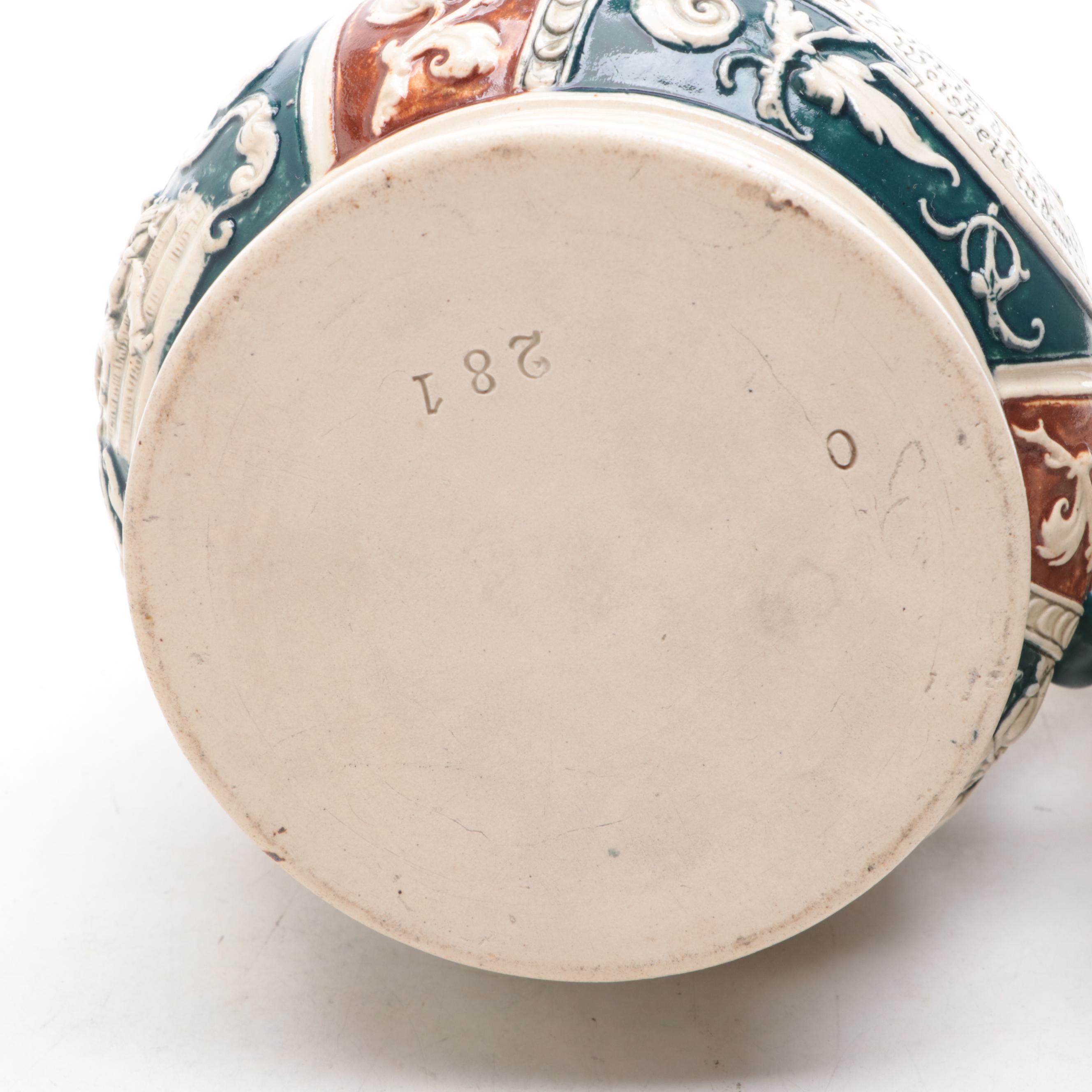 German Stoneware Pitcher and Stein