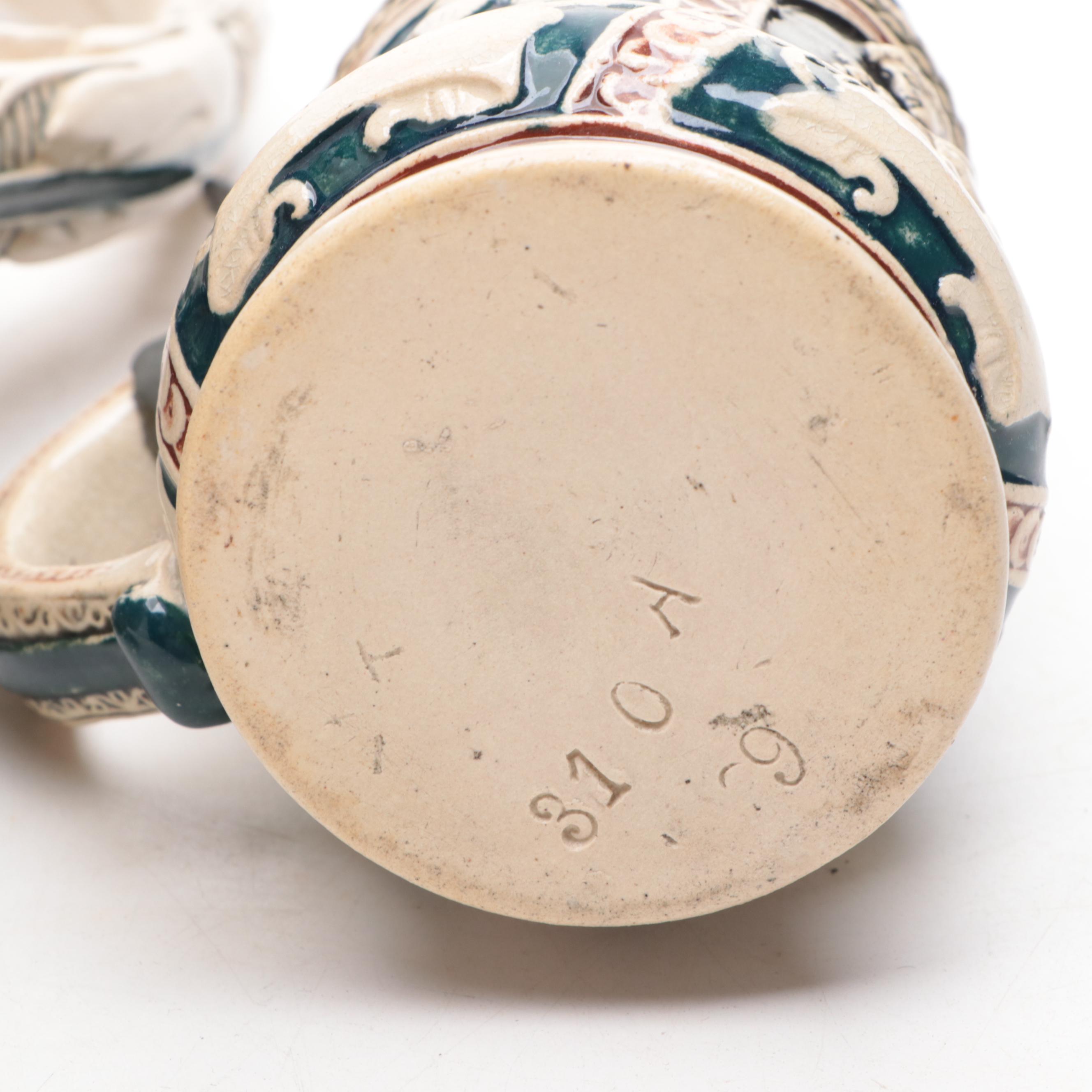 German Stoneware Pitcher and Stein