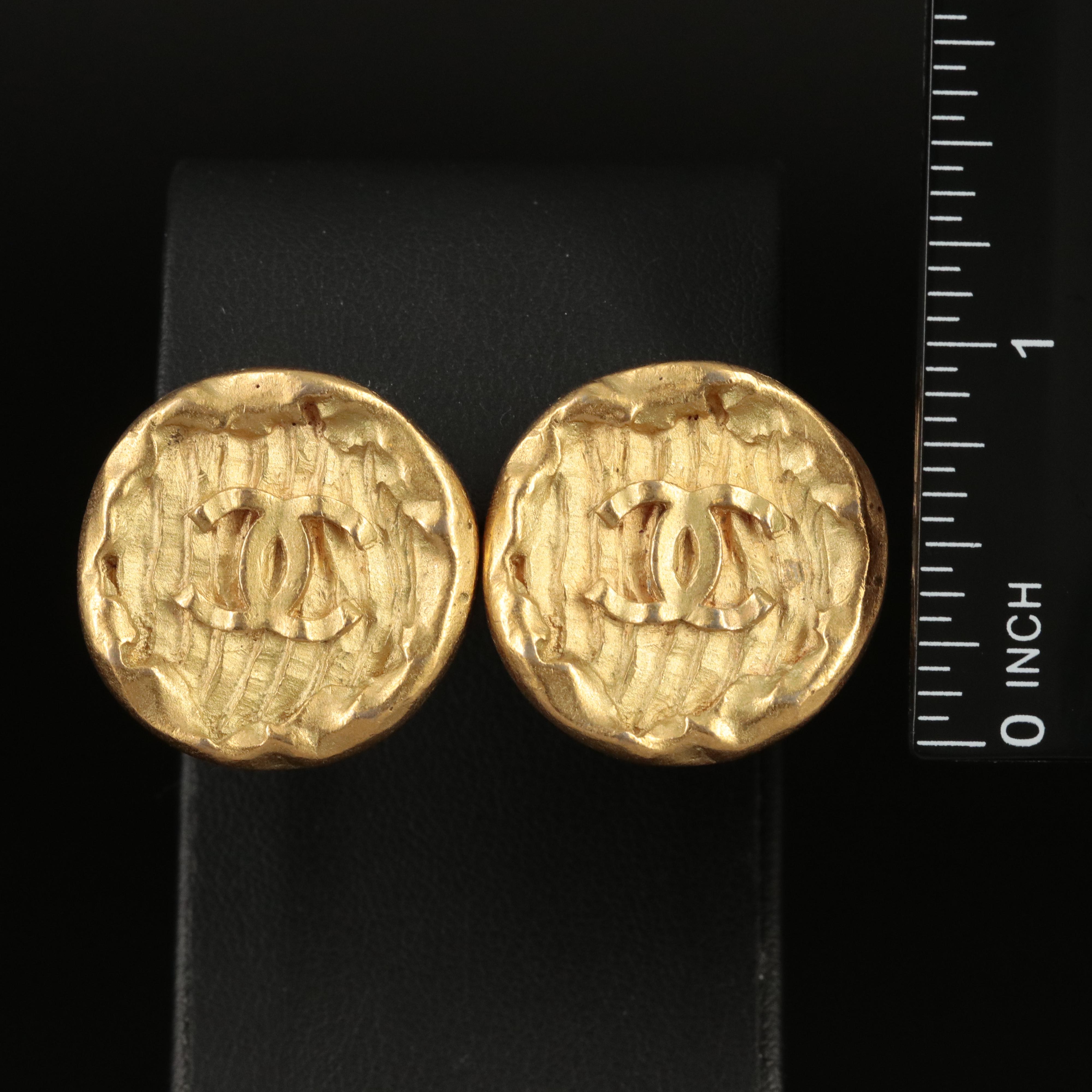 Chanel CC Logo Button Earrings