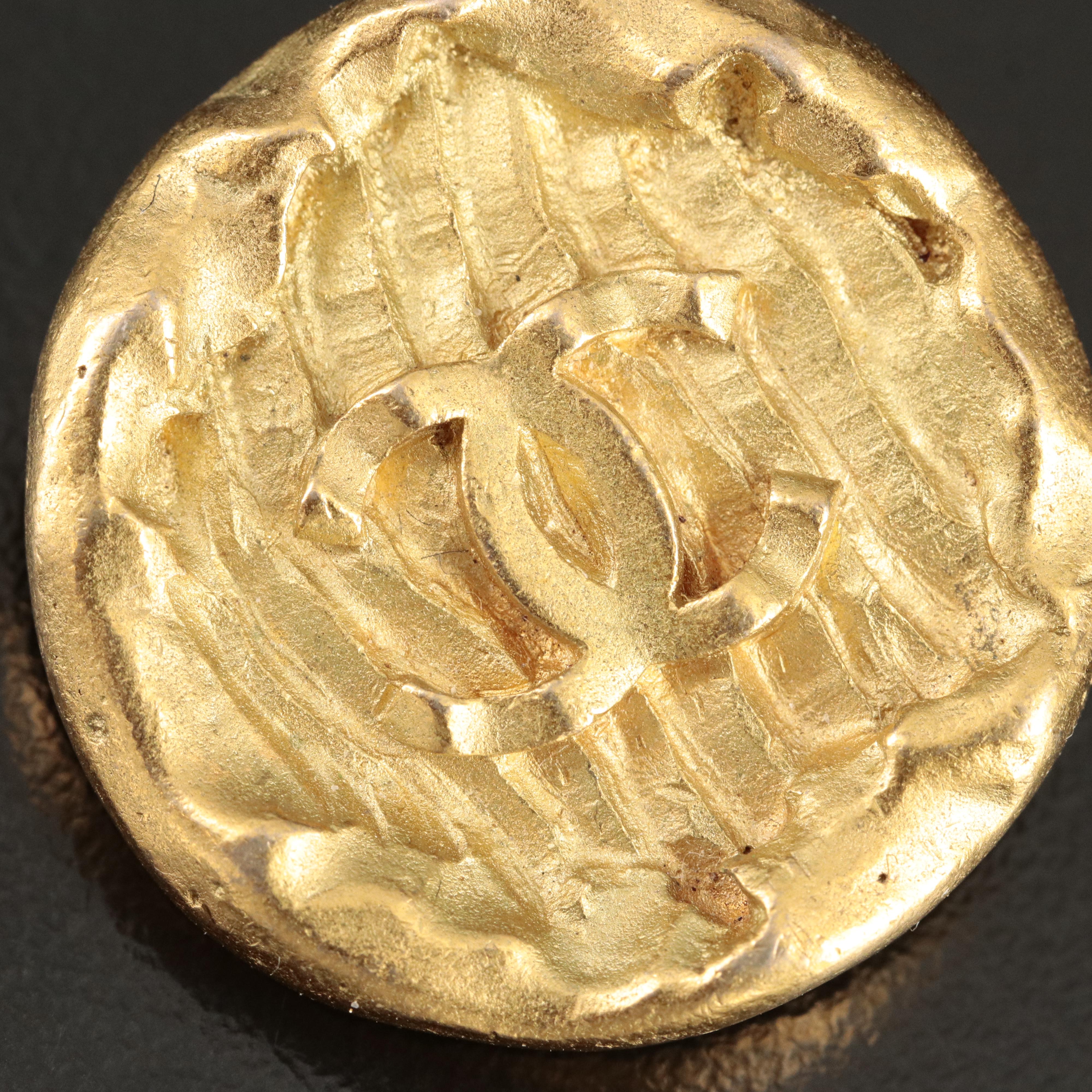 Chanel CC Logo Button Earrings