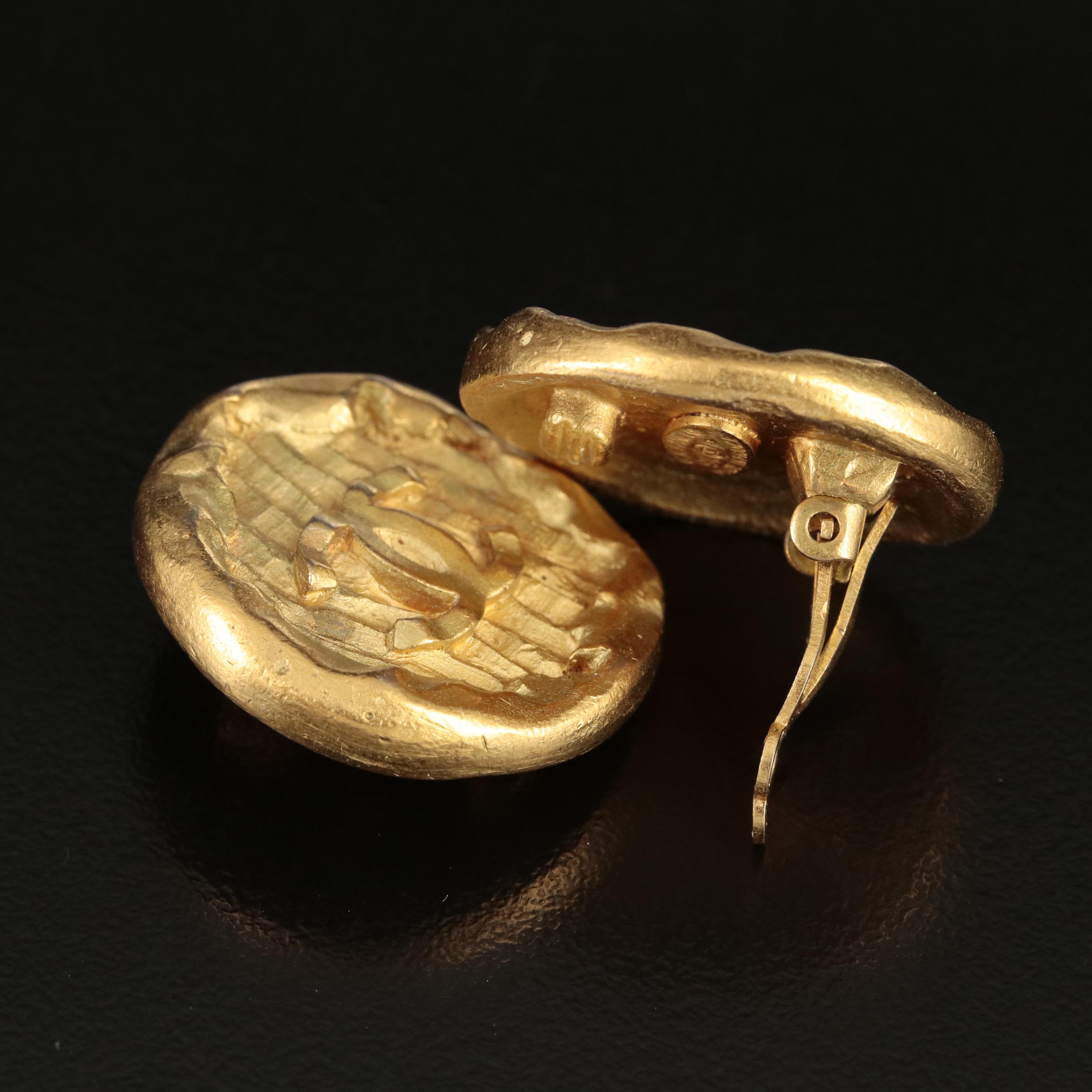 Chanel CC Logo Button Earrings