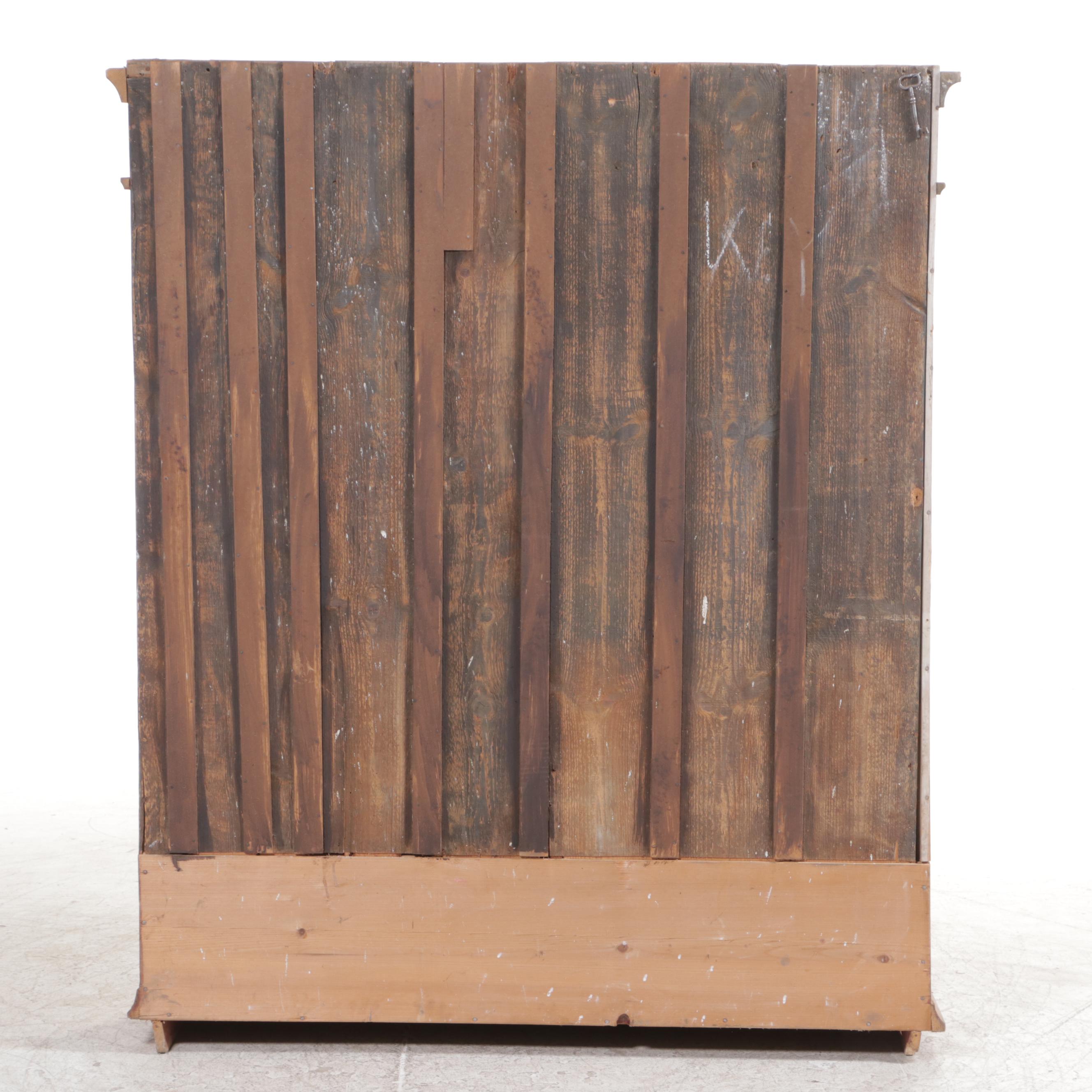 Northern European Paint-Decorated Pine Wardrobe, Dated 1844