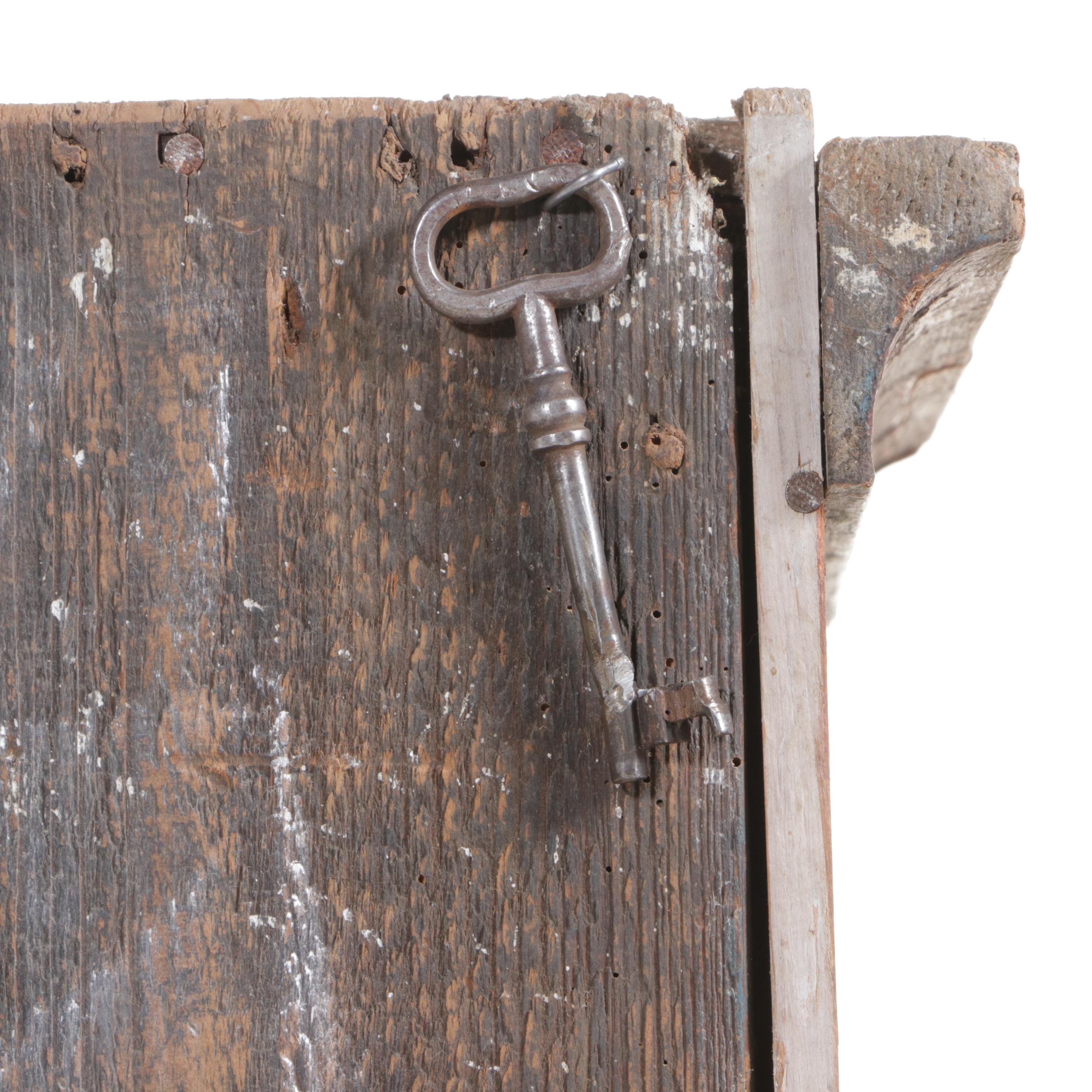 Northern European Paint-Decorated Pine Wardrobe, Dated 1844