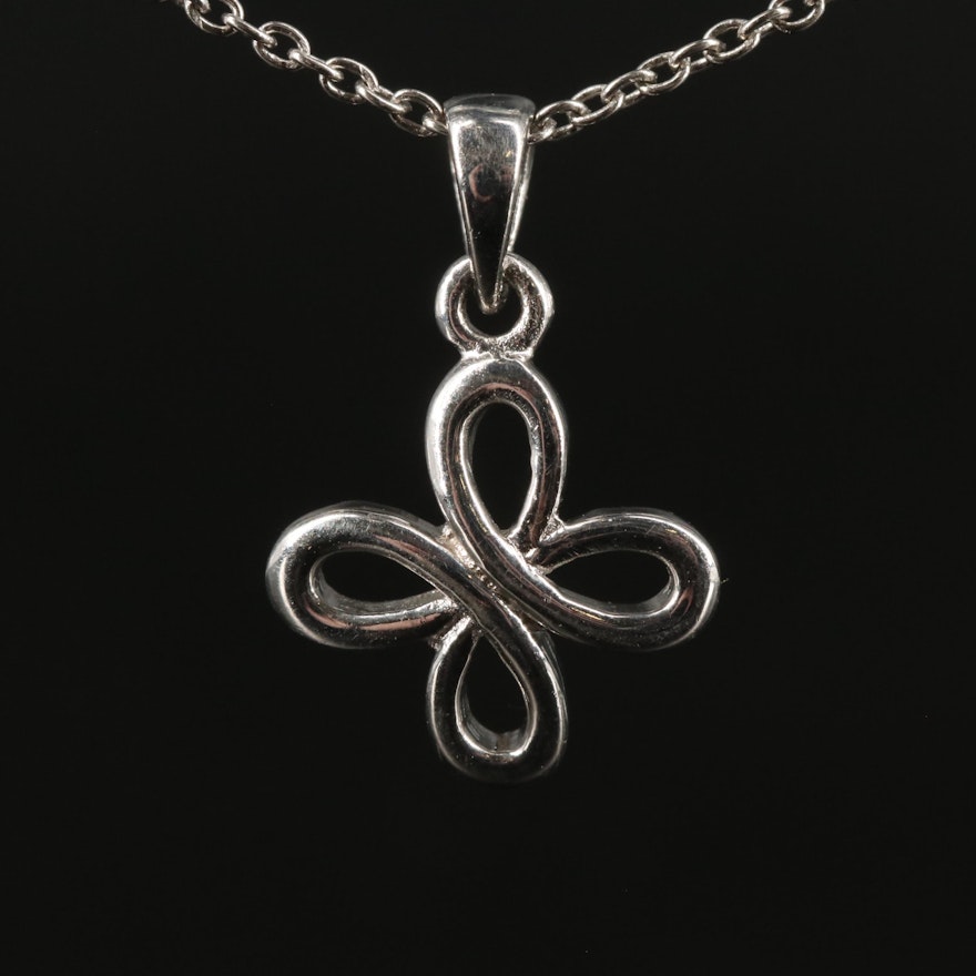 Sterling Floral Pendant Necklace