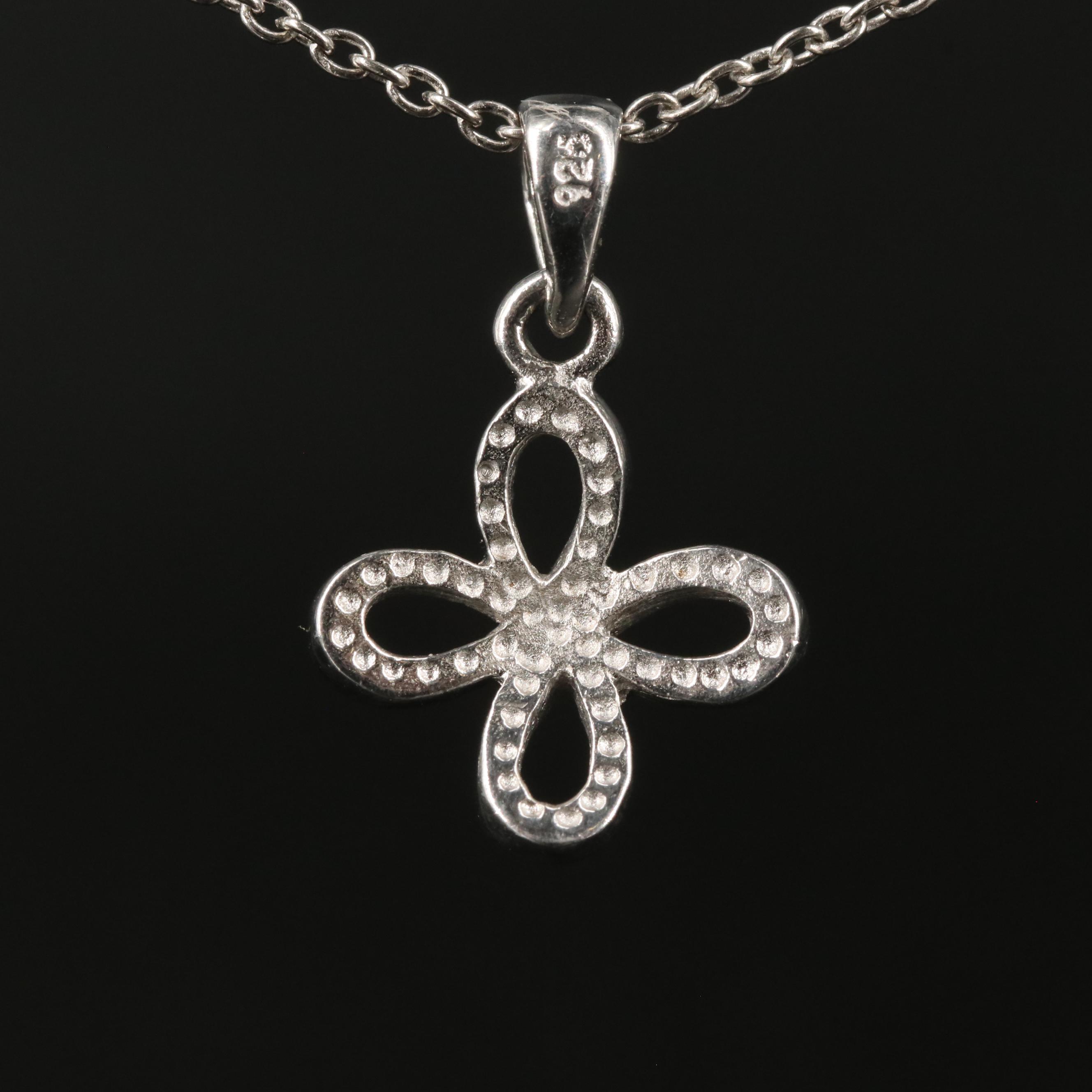 Sterling Floral Pendant Necklace