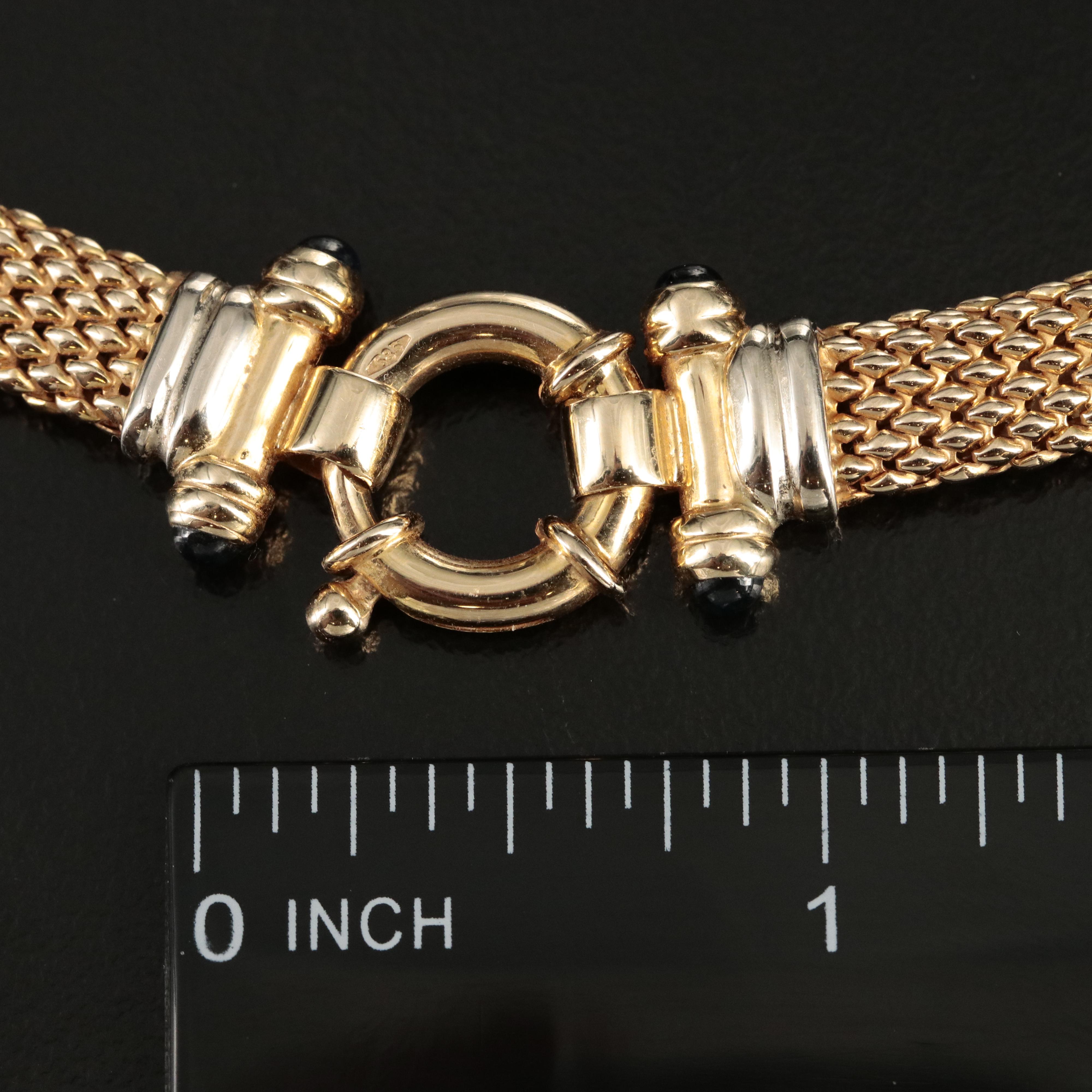 Italian 14K Flat Popcorn Chain Necklace with Sapphire Accents