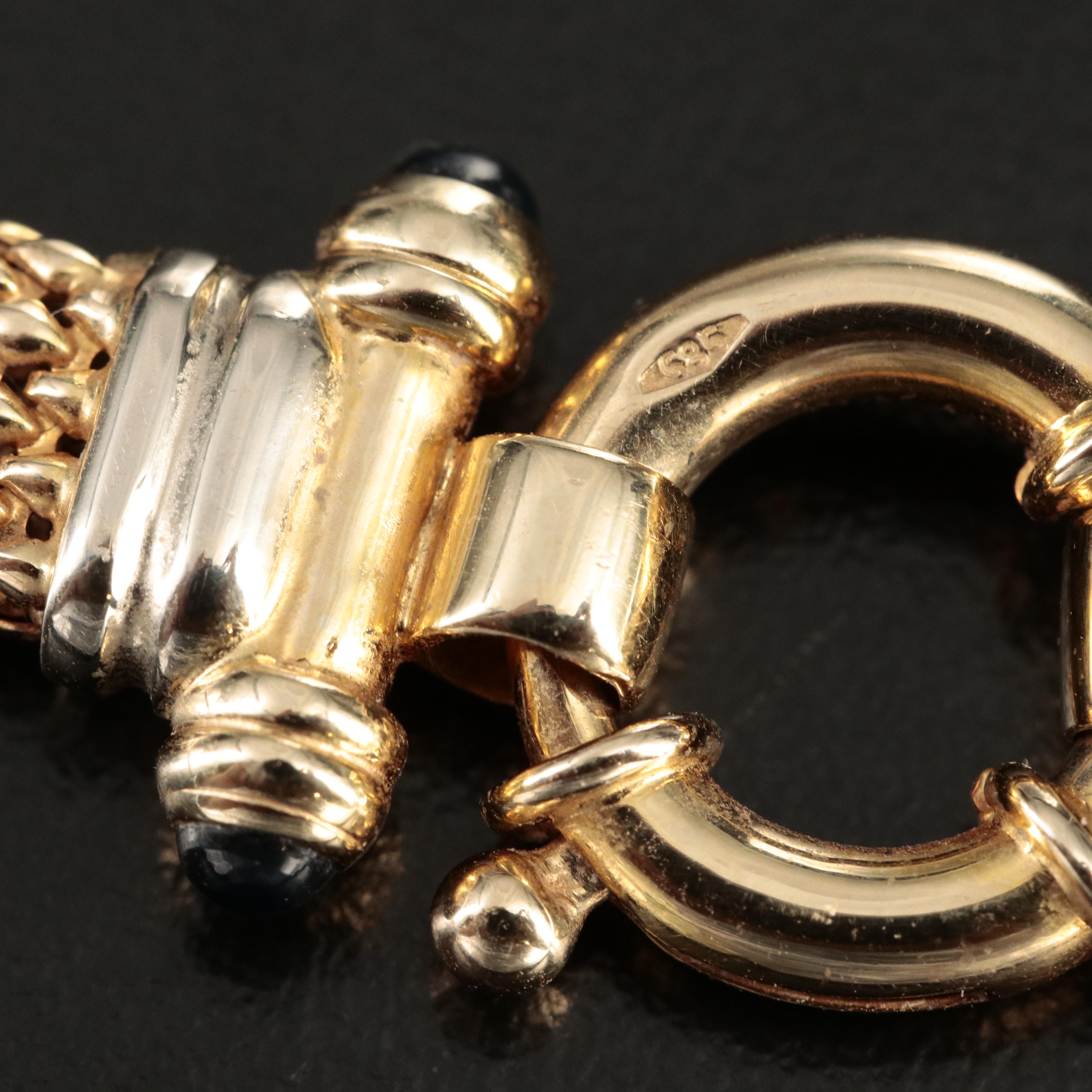 Italian 14K Flat Popcorn Chain Necklace with Sapphire Accents