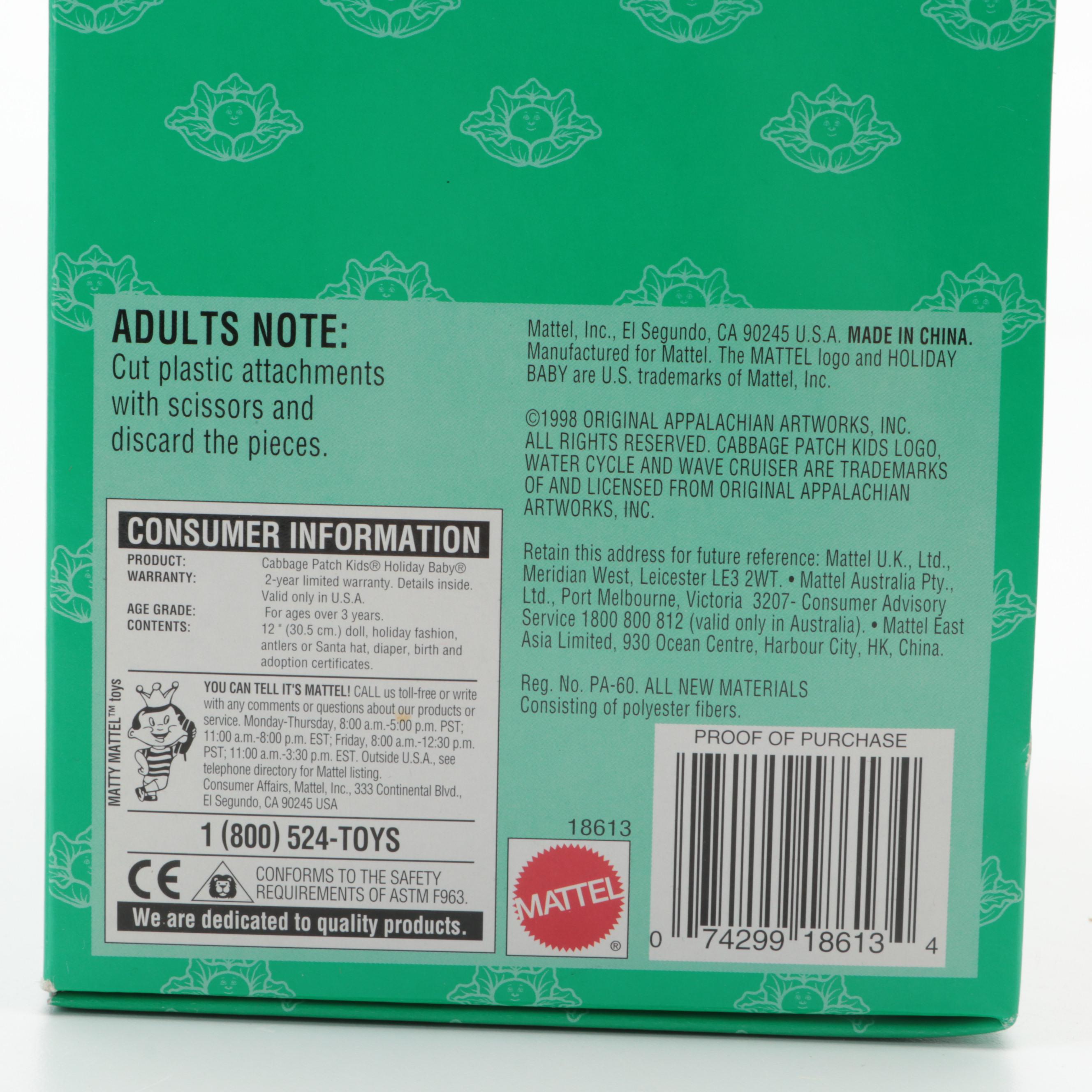 Matell Special Edition Cabbage Patch Kids Holiday Doll with Other Doll