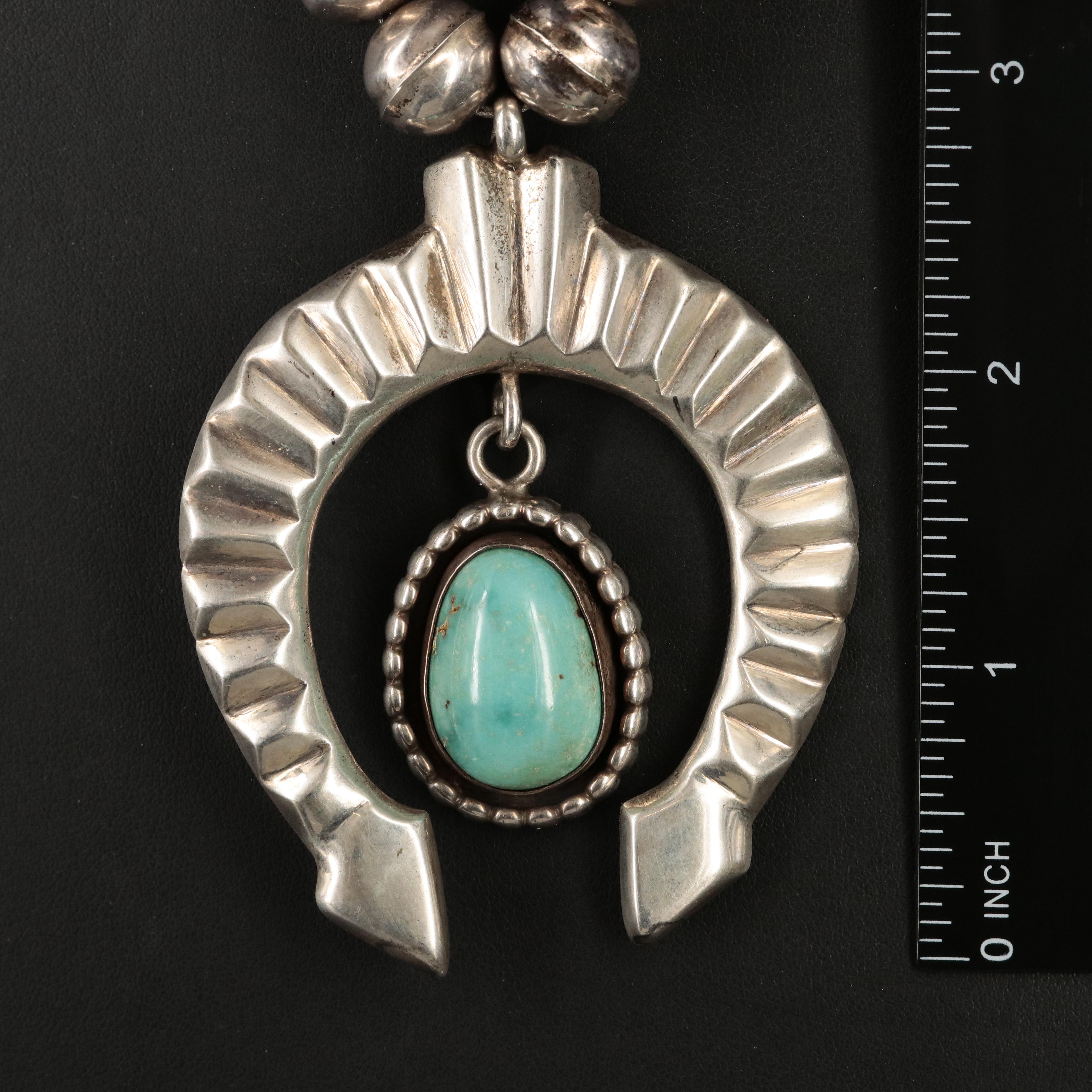 Frank Chee Navajo Dinè Sterling Turquoise Naja Necklace