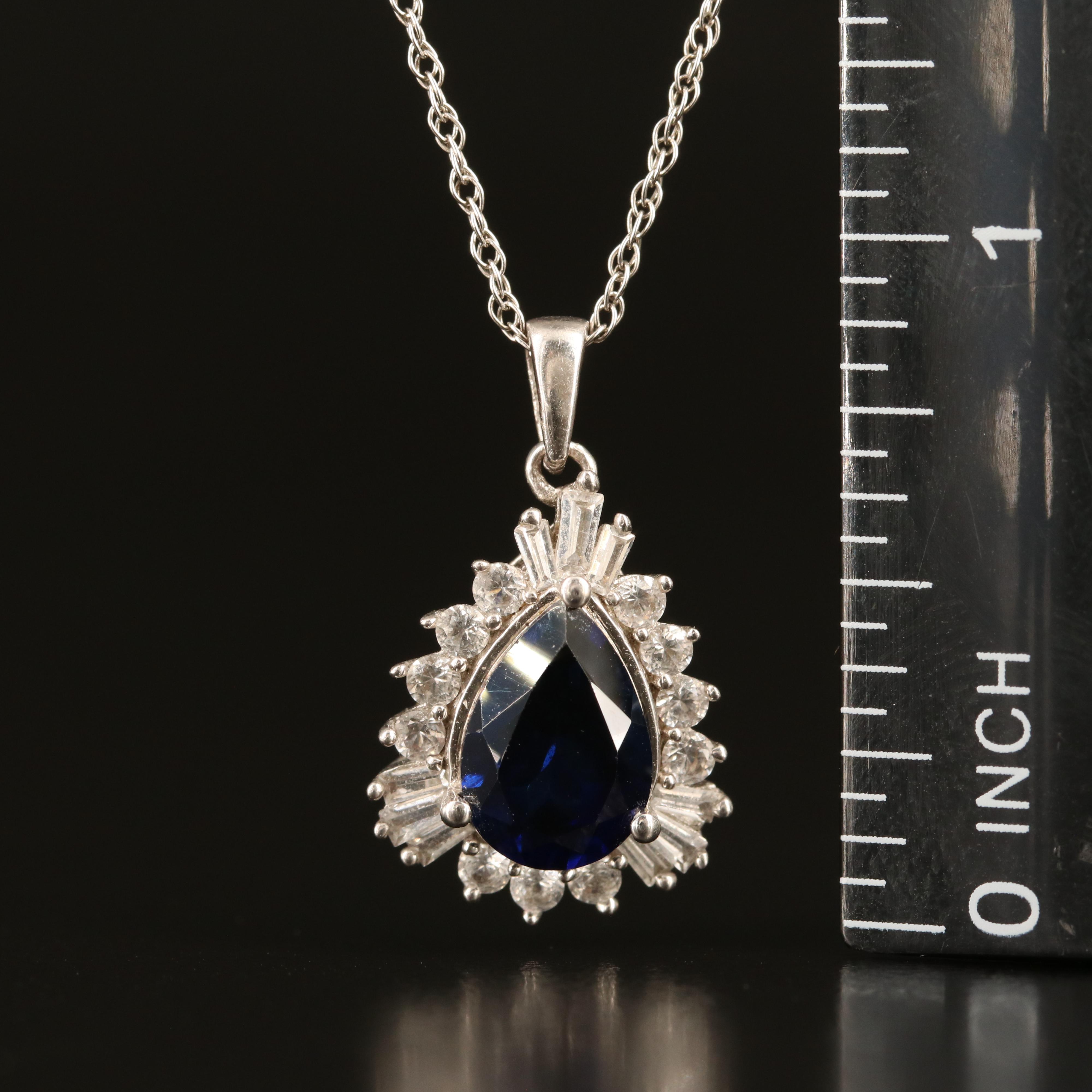 Sterling Sapphire Pendant Necklace