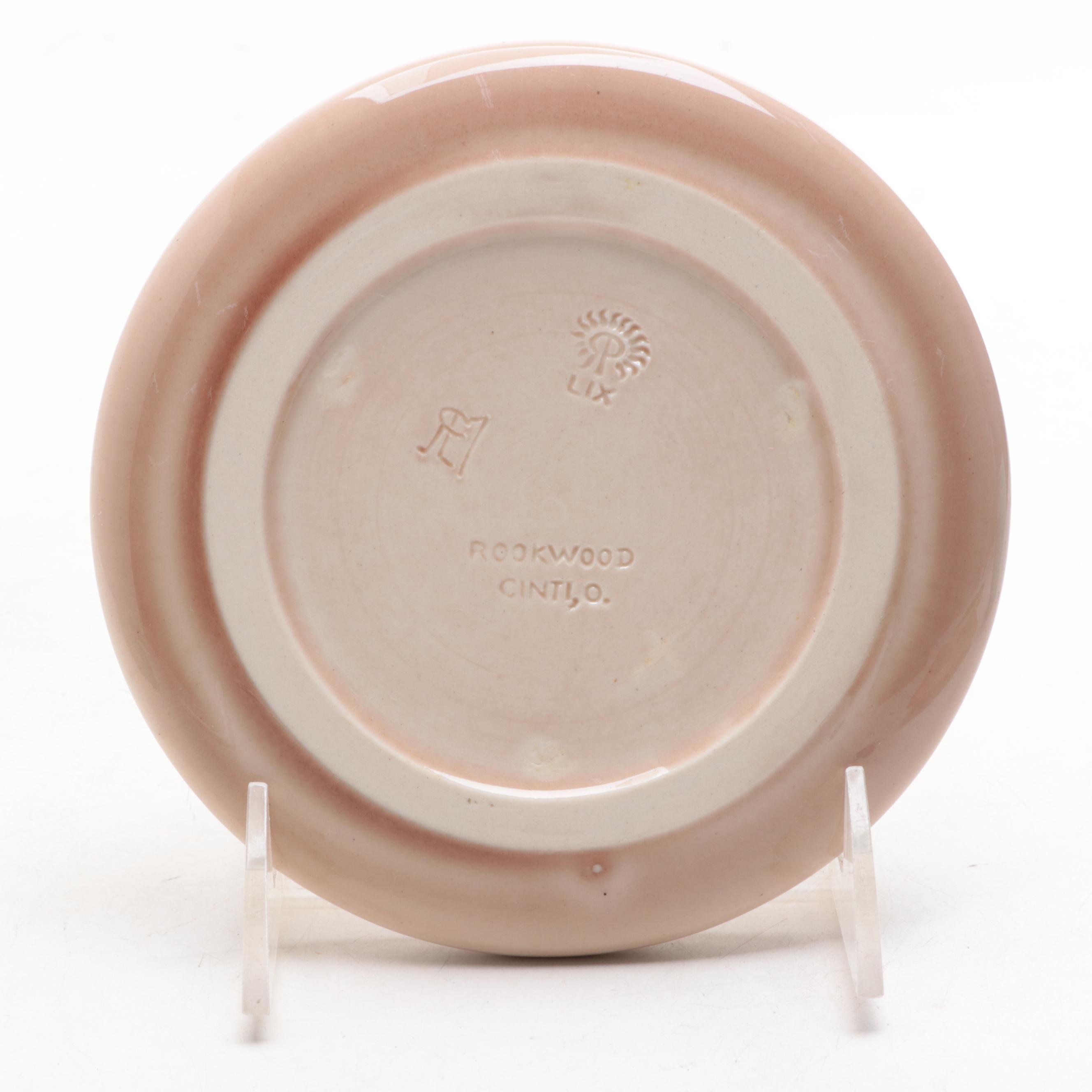 Rookwood Pottery Ceramic Ashtray, Bottle Coaster, Trinket Dish, Vase and Trivet