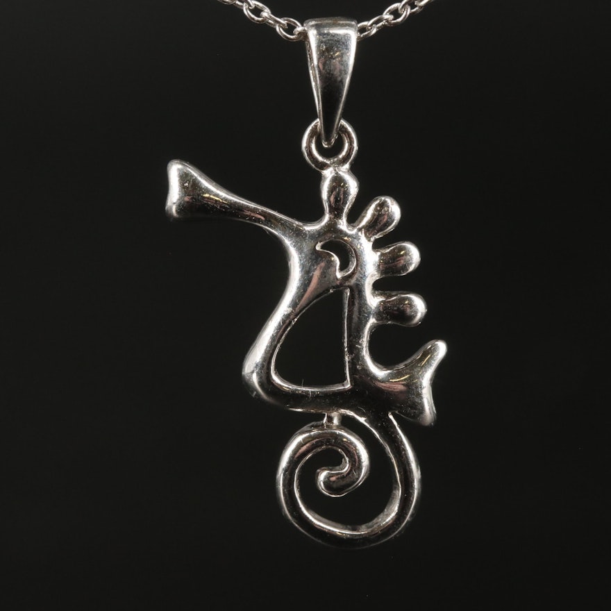 Sterling Seahorses Pendant Necklace