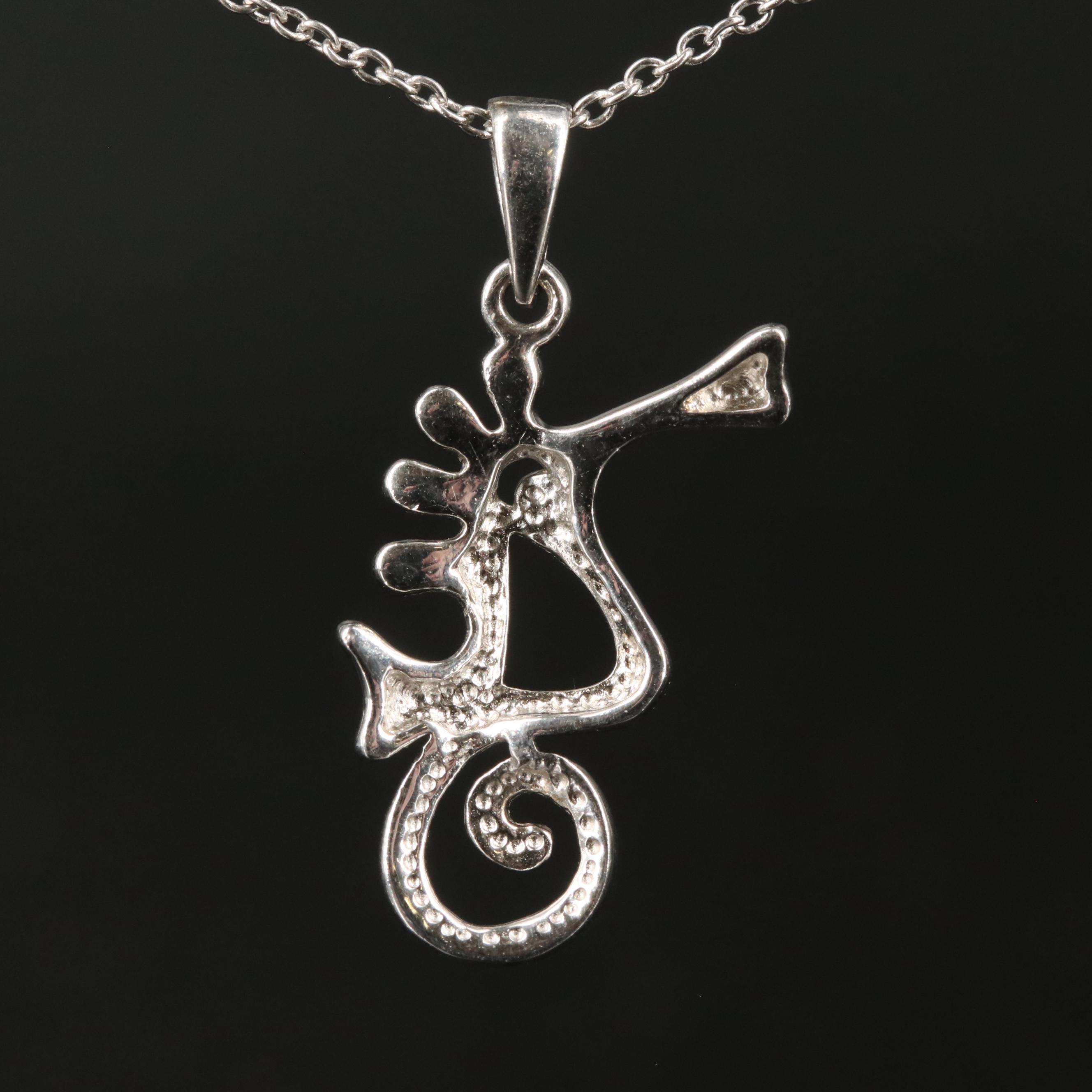 Sterling Seahorses Pendant Necklace