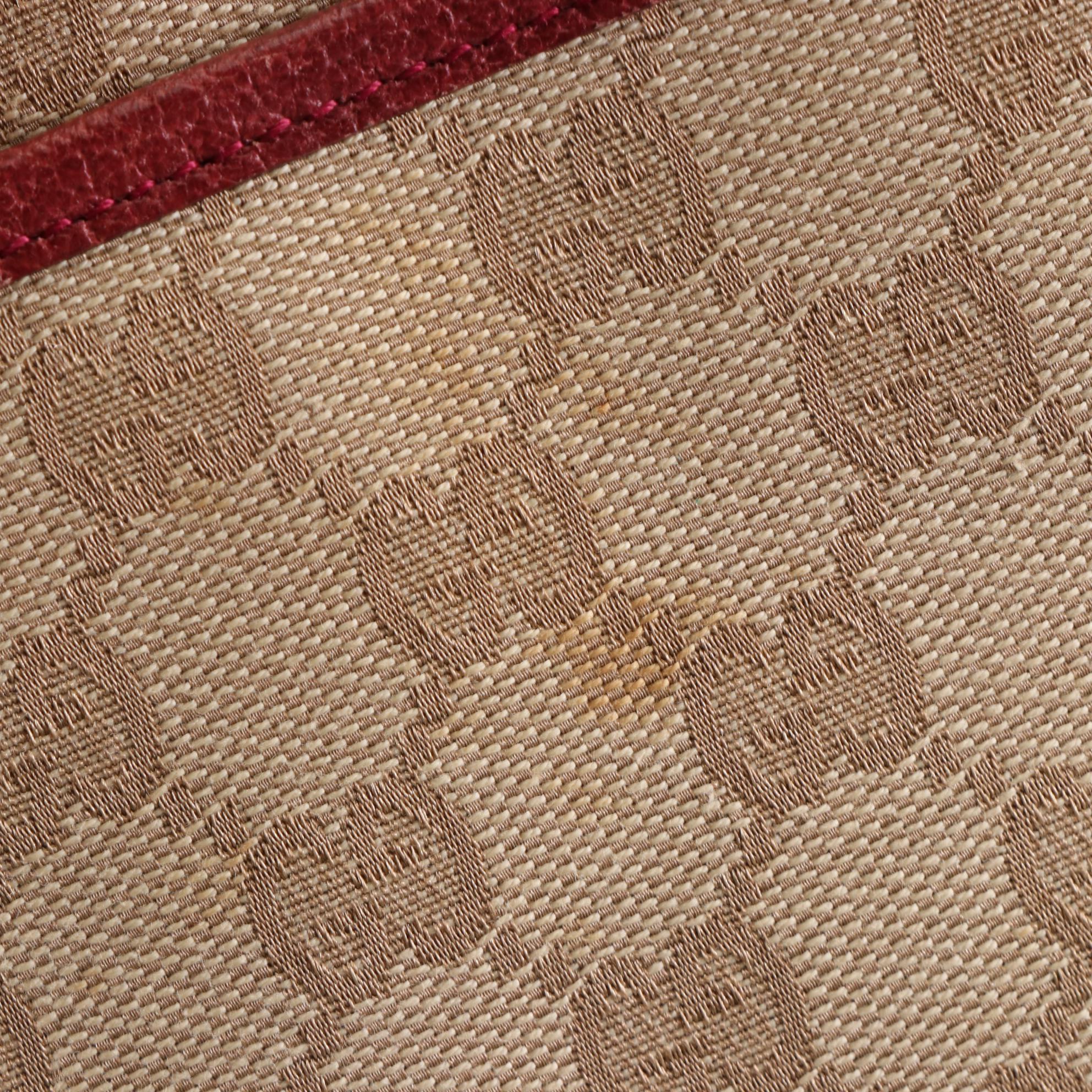 Gucci Eclipse Shoulder Bag in GG Canvas with Red Cinghiale Leather Trim