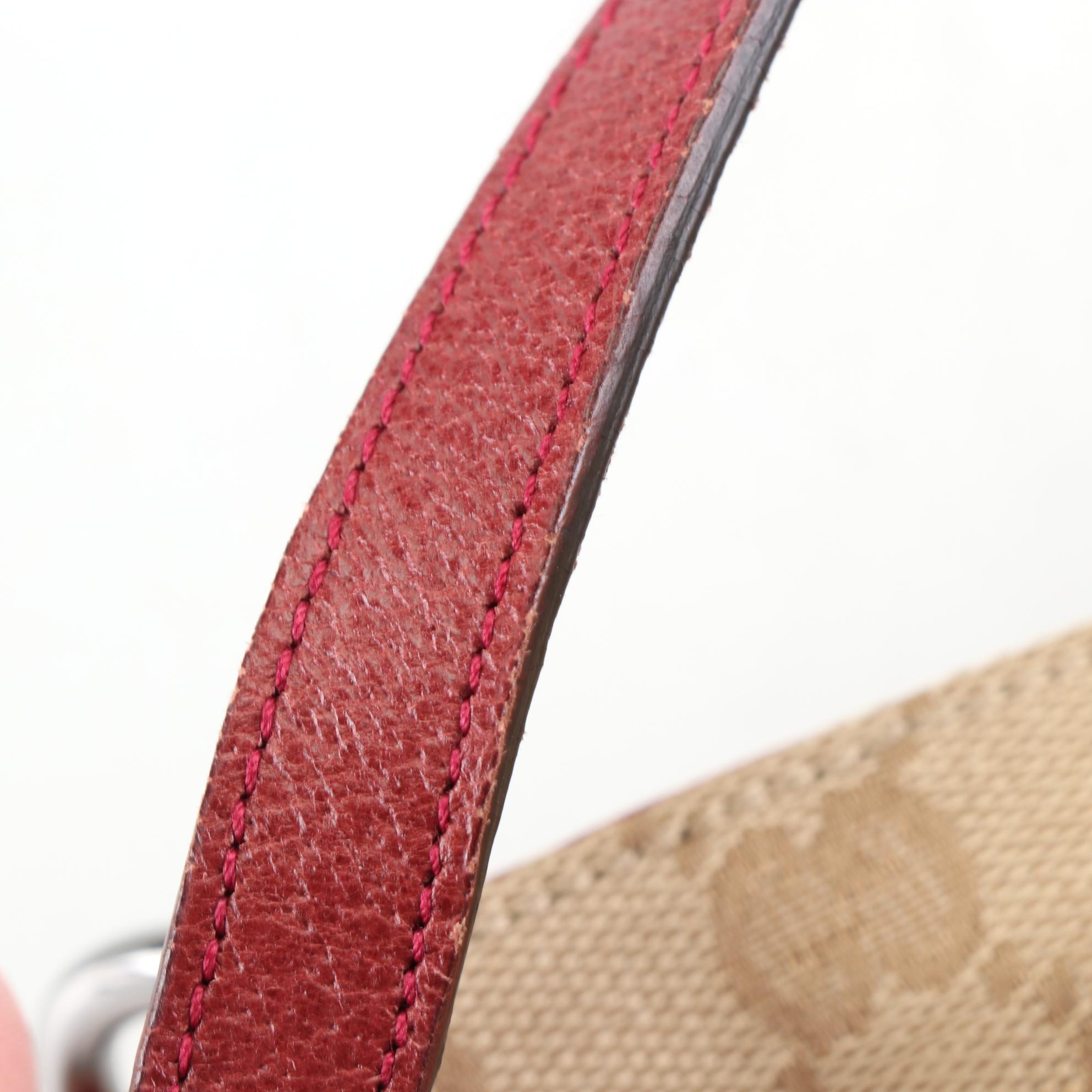 Gucci Eclipse Shoulder Bag in GG Canvas with Red Cinghiale Leather Trim