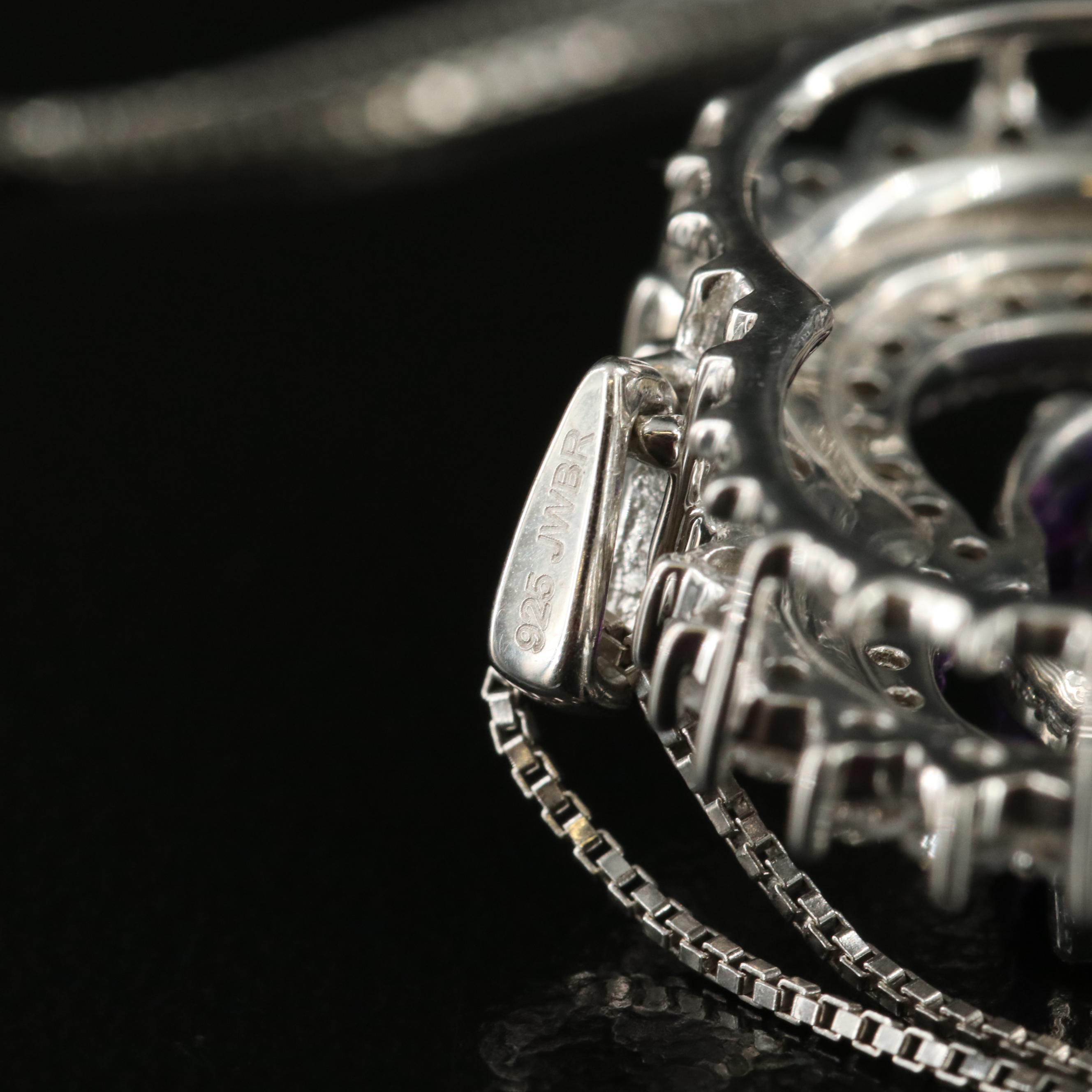 Sterling Amethyst and White Sapphire Heart Necklace